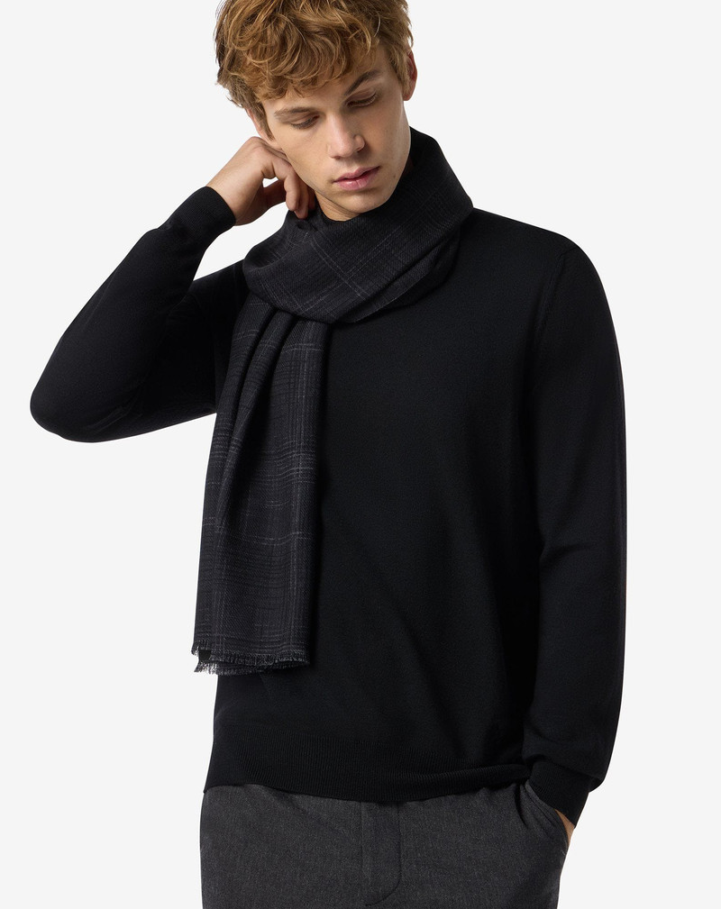 CORNELIANI Black pure wool scarf outlook