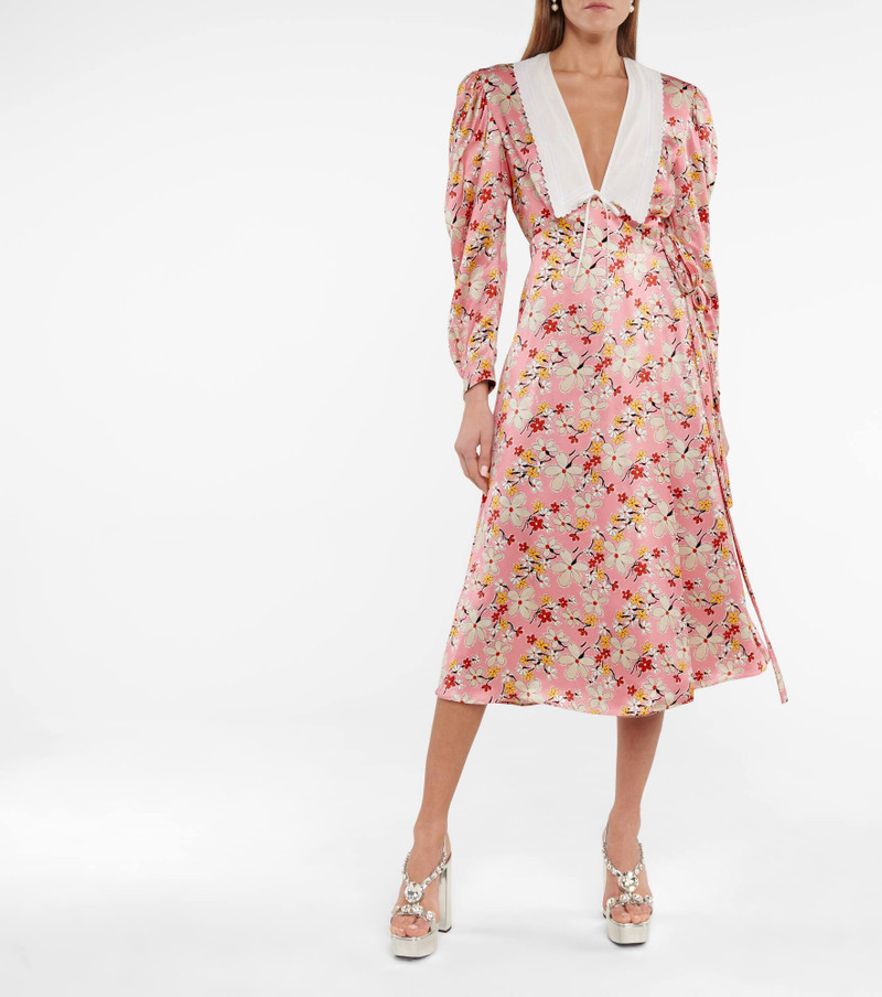 Miu Miu Floral satin sablé midi dress outlook