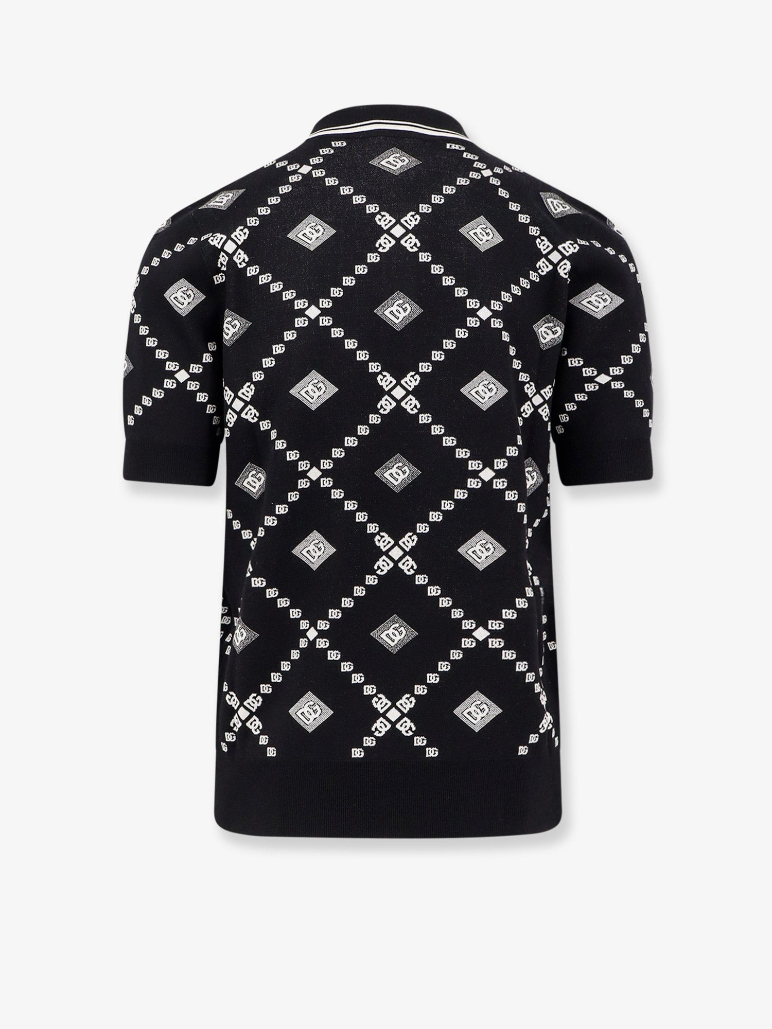 Dolce & Gabbana Men Wool And Silk Polo Shirt With Logo Monogram - 2