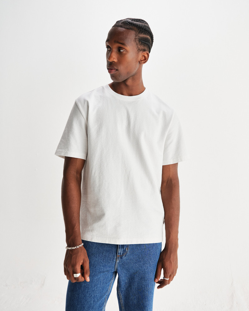 Wax London Dean - White Textured Organic Cotton T-Shirt outlook