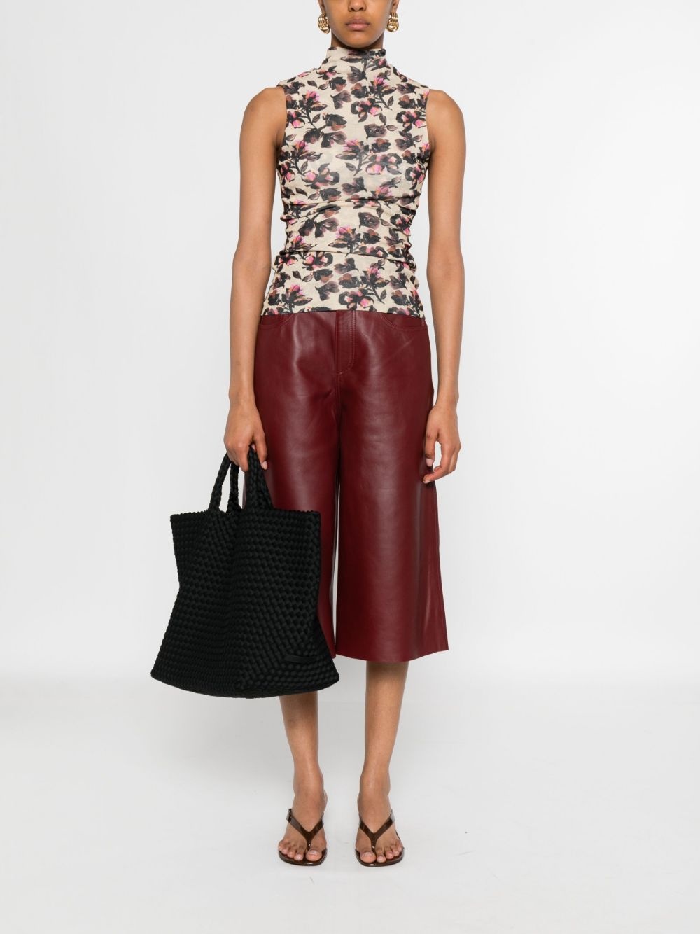 floral-print turtleneck top - 2