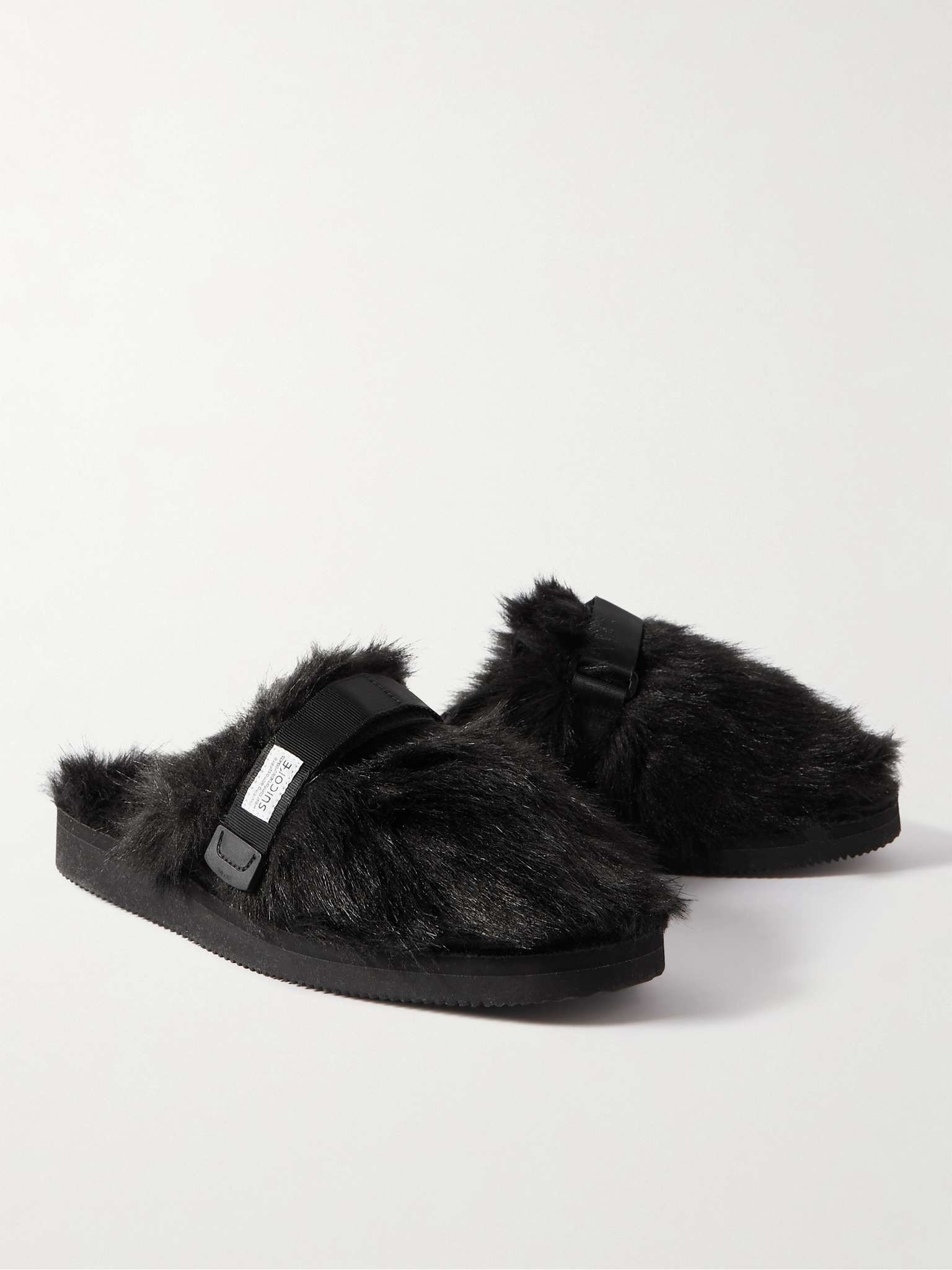 Zavo-2EU Webbing-Trimmed Faux Fur Mules - 4