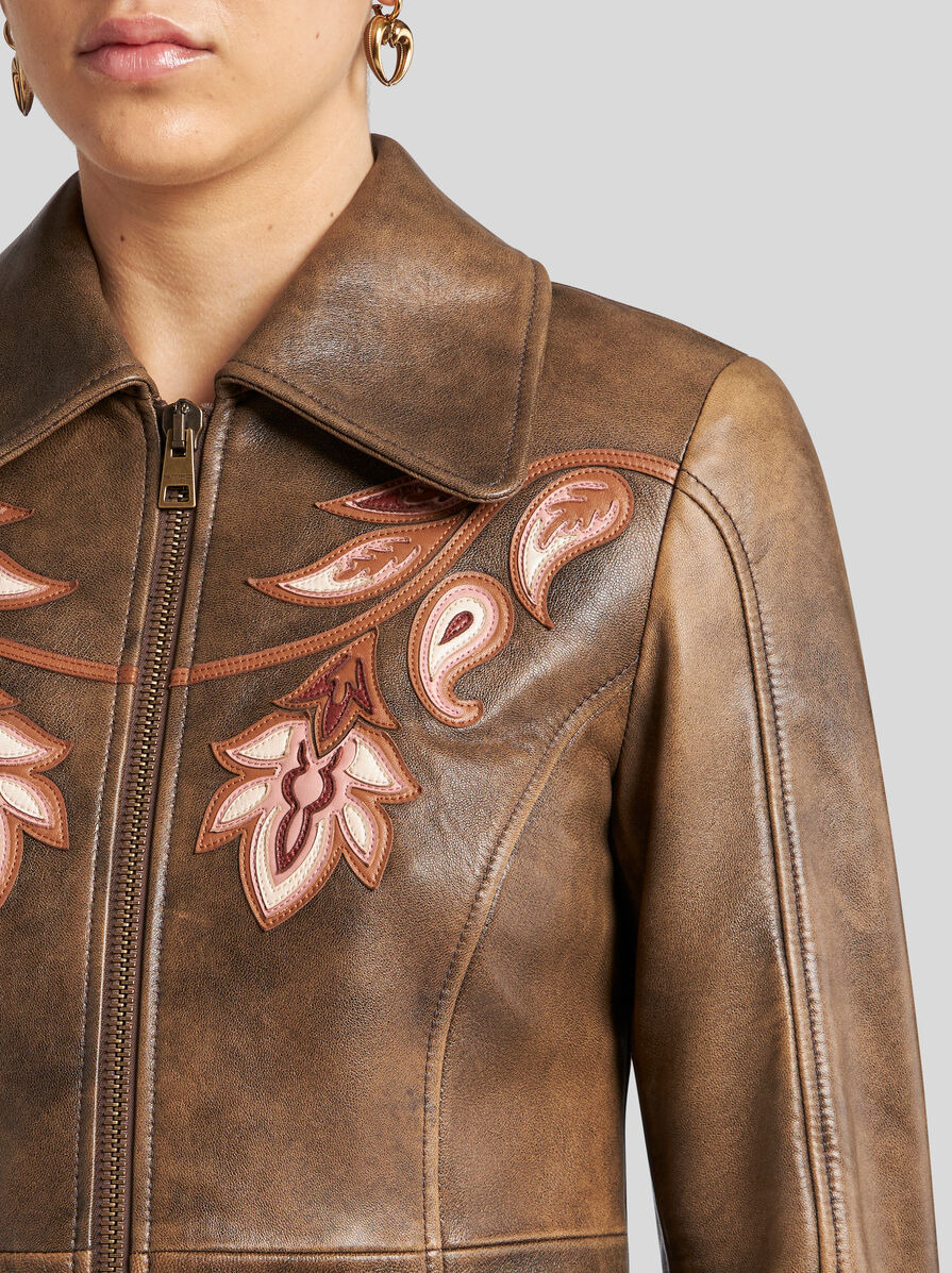 LEATHER COAT WITH INLAYS - 2