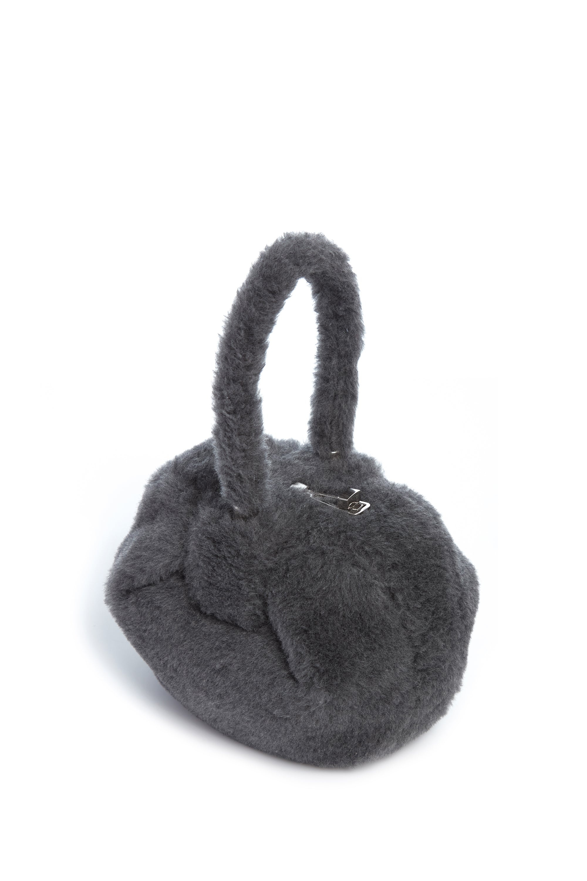 Nina Bag in Dark Grey Virgin Wool Silk Cashmere Fur - 3