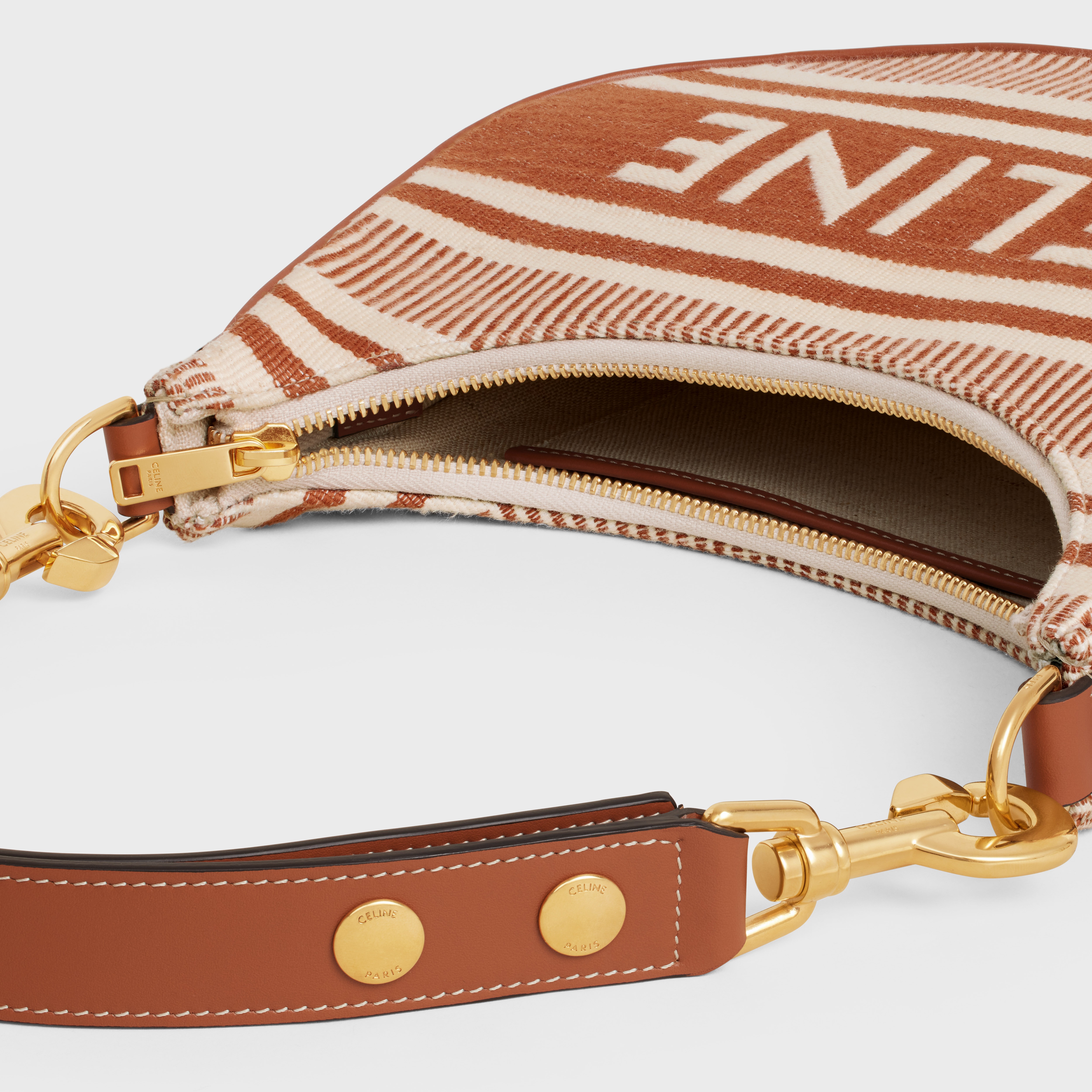 Medium Ava Strap Bag in STRIPED TEXTILE WITH CELINE - 4
