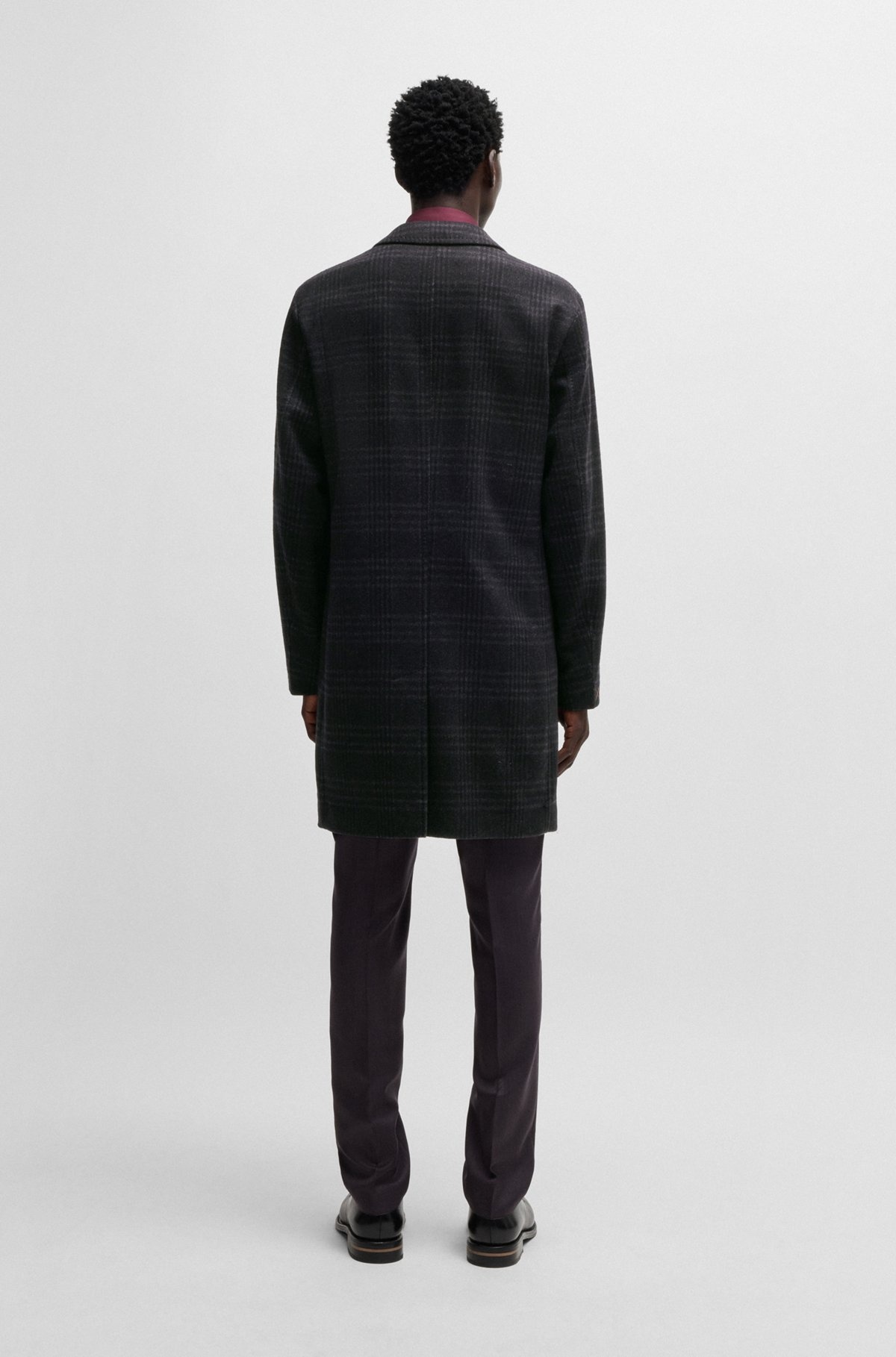 SLIM-FIT COAT IN CHECKED WOOL AND CASHMERE - 5