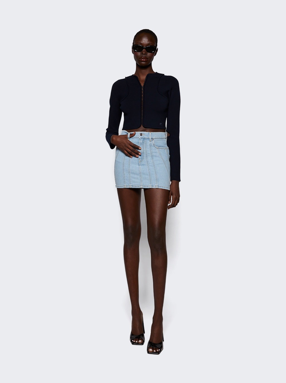 Scuba Cut Out Knit Cardigan Navy - 2