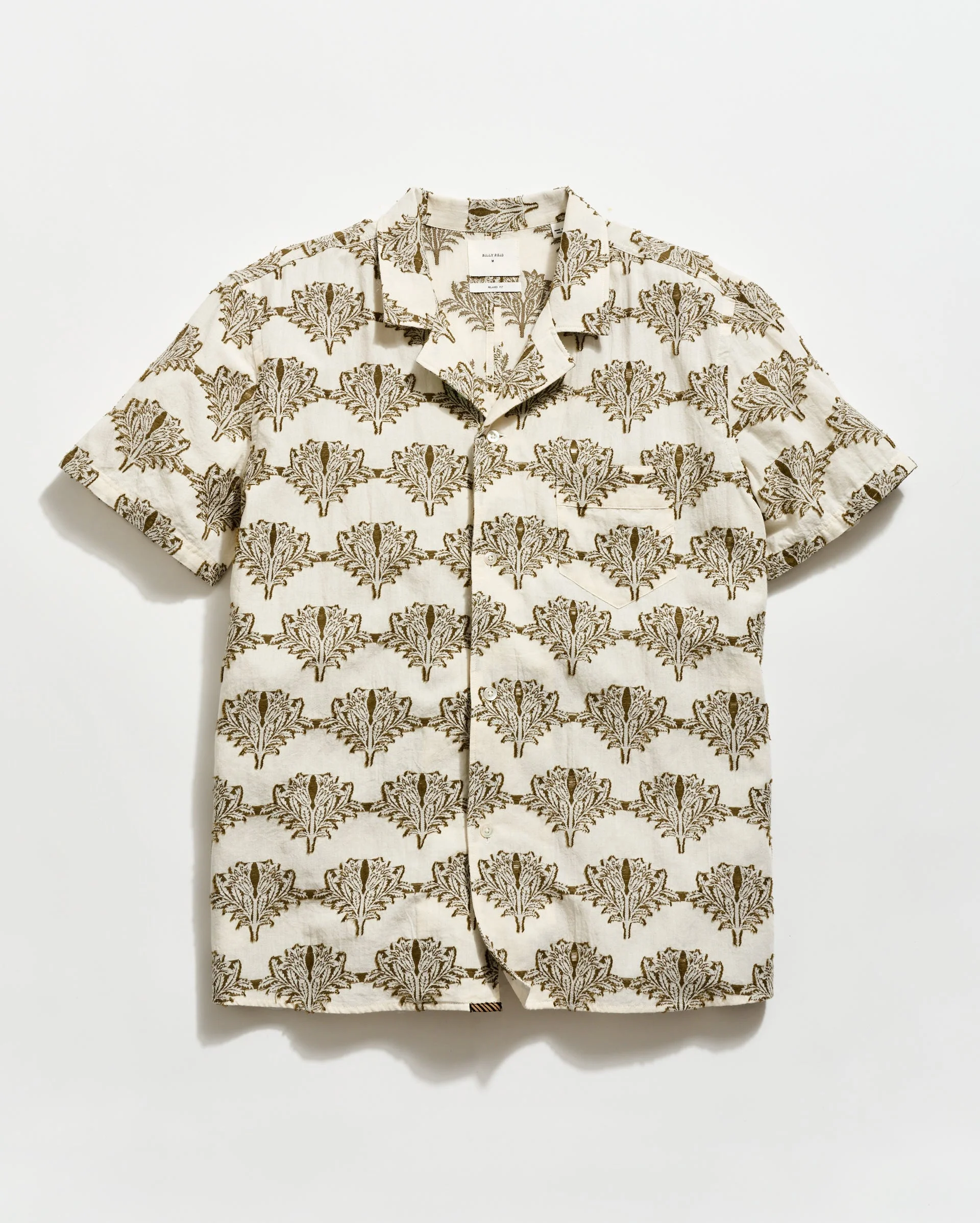 Short Sleeve Botanical Jacquard Camp Shirt - 1