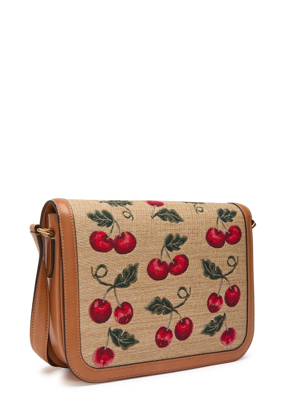 Valentino 9T05 Cherry-jacquard Raffia and Leather Cross-body bag - 2