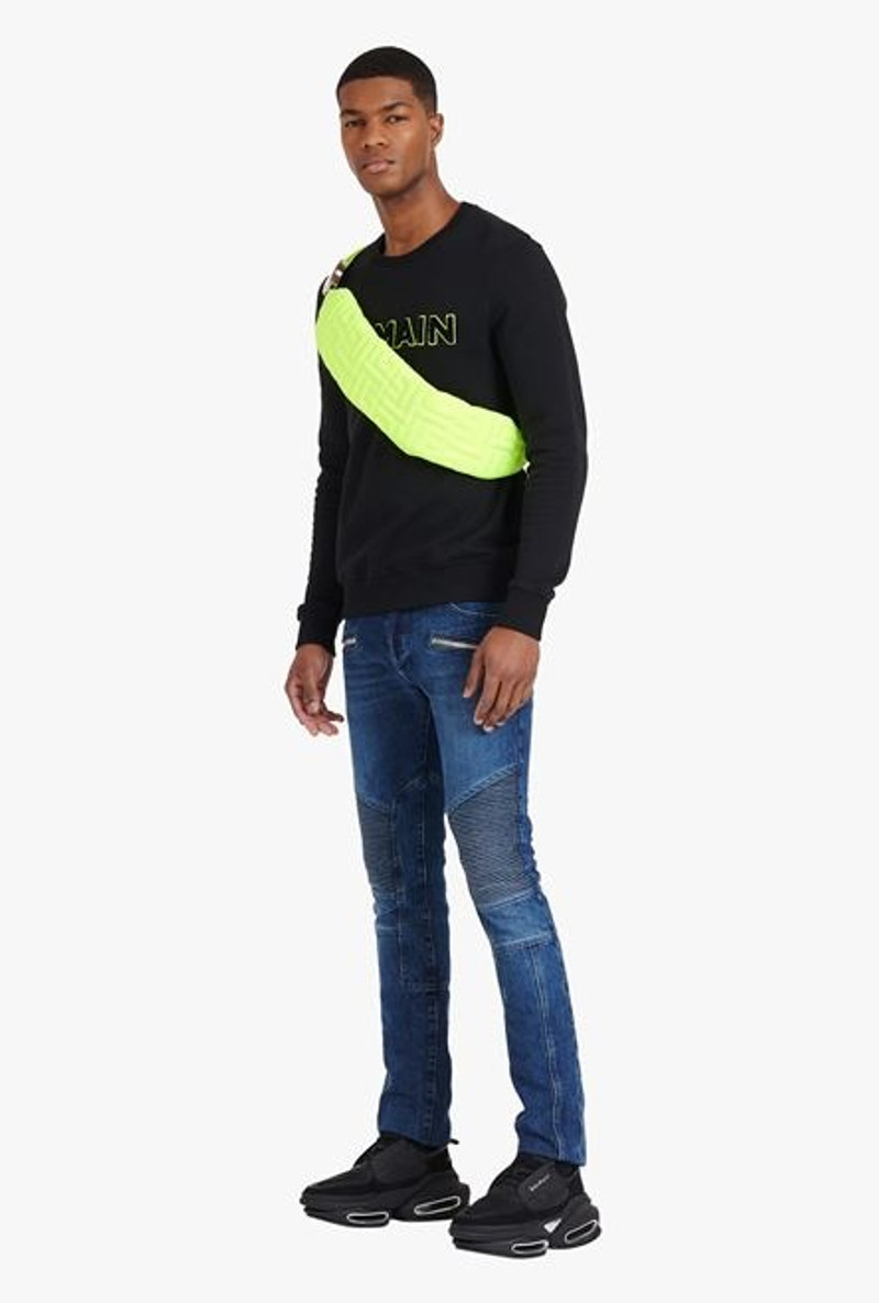 Balmain Capsule After ski - Black cotton sweatshirt with neon yellow Balmain logo print outlook