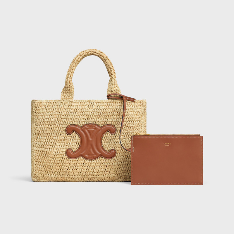 SMALL CABAS THAIS in Raffia and calfskin 6