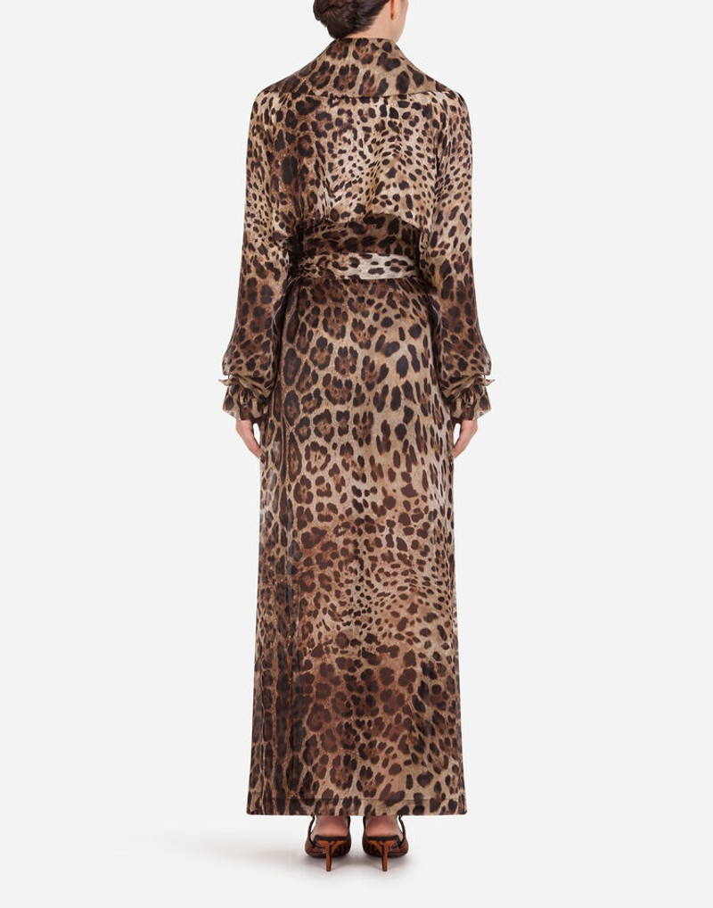 Organza trench coat with leopard print 3