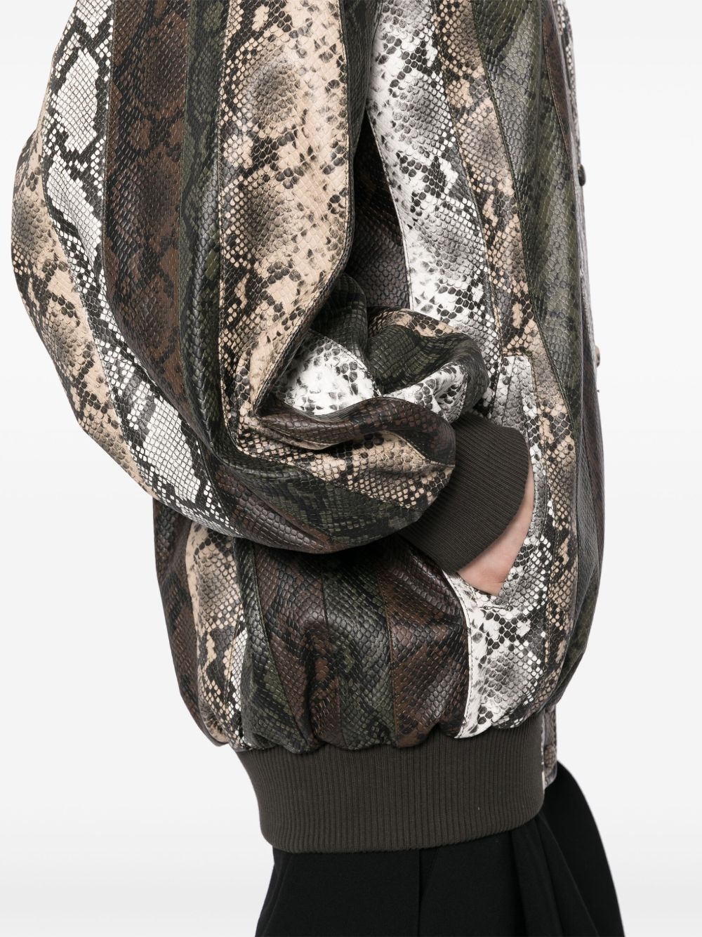 snake-embossed vegan bomber jacket - 5