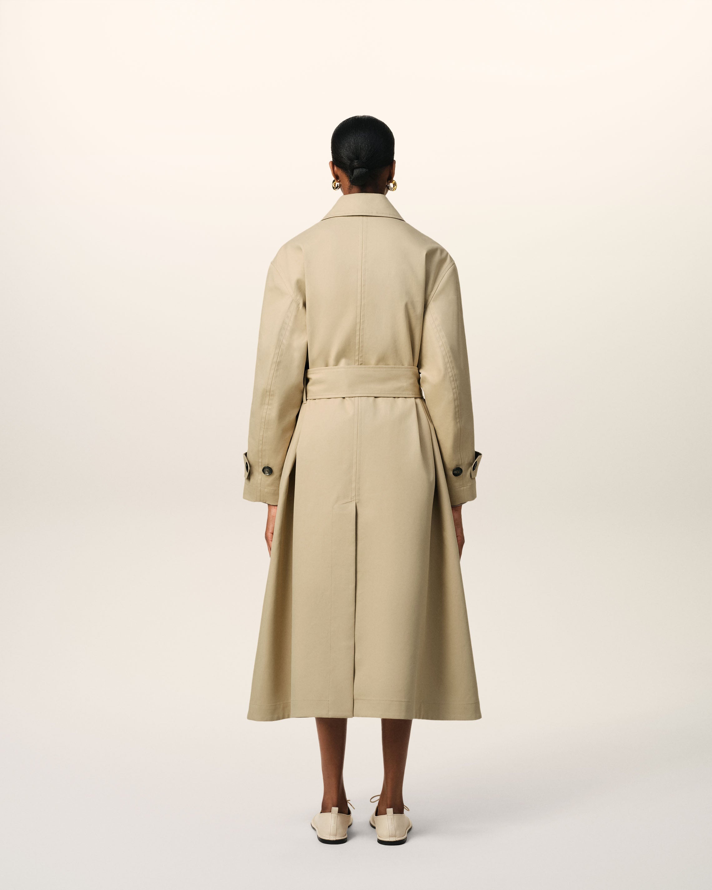 BEIGE COTTON BELTED MAC - 5