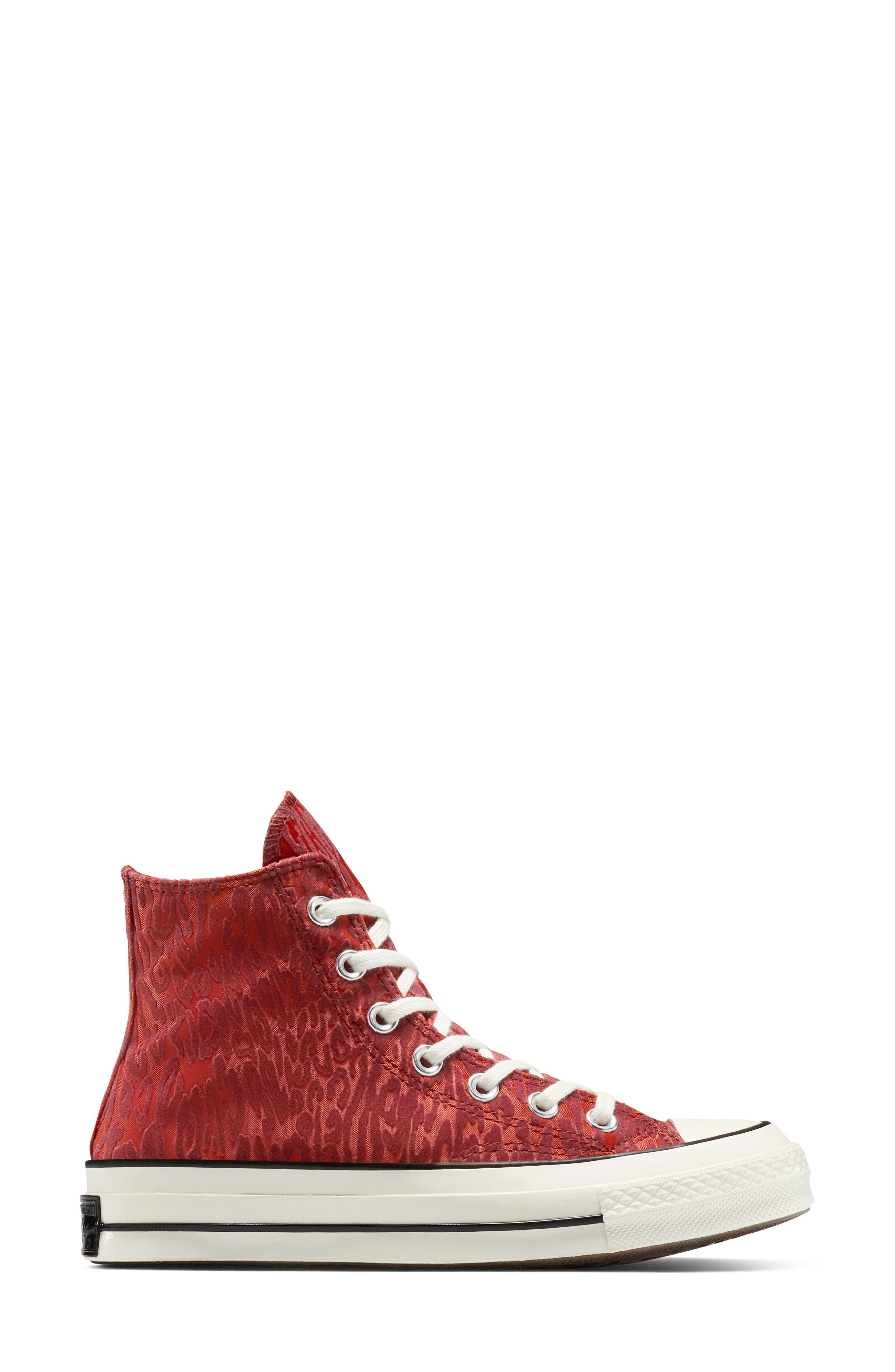 Converse Gender Inclusive Chuck 70 Leopard Flocked Satin Low Top Sneaker in Rottin Apple/By The Camp - 2