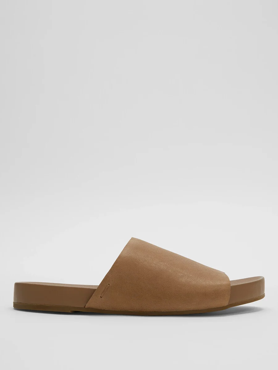 Mask Tumbled Leather Slide Sandal - 1