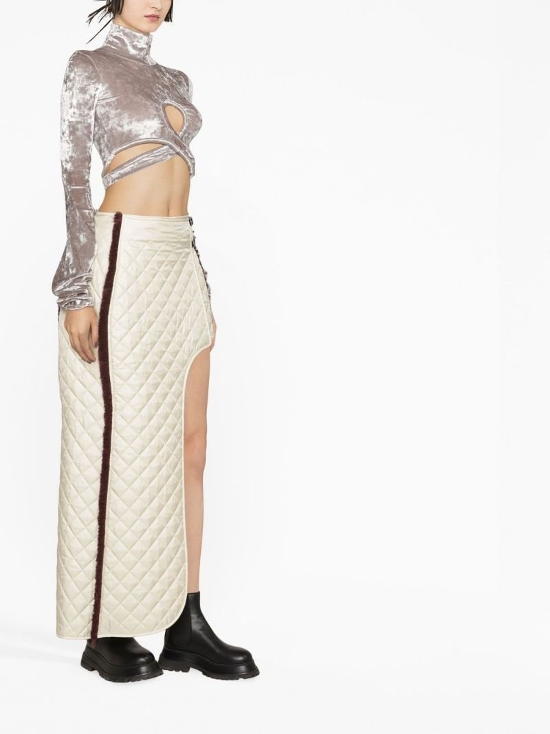 cut-out detail velvet top - 4
