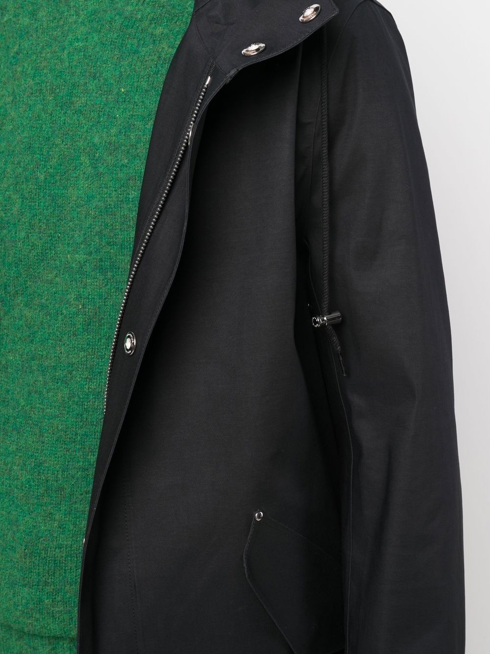 GRANISH Black Bonded Cotton Hooded Coat - 5