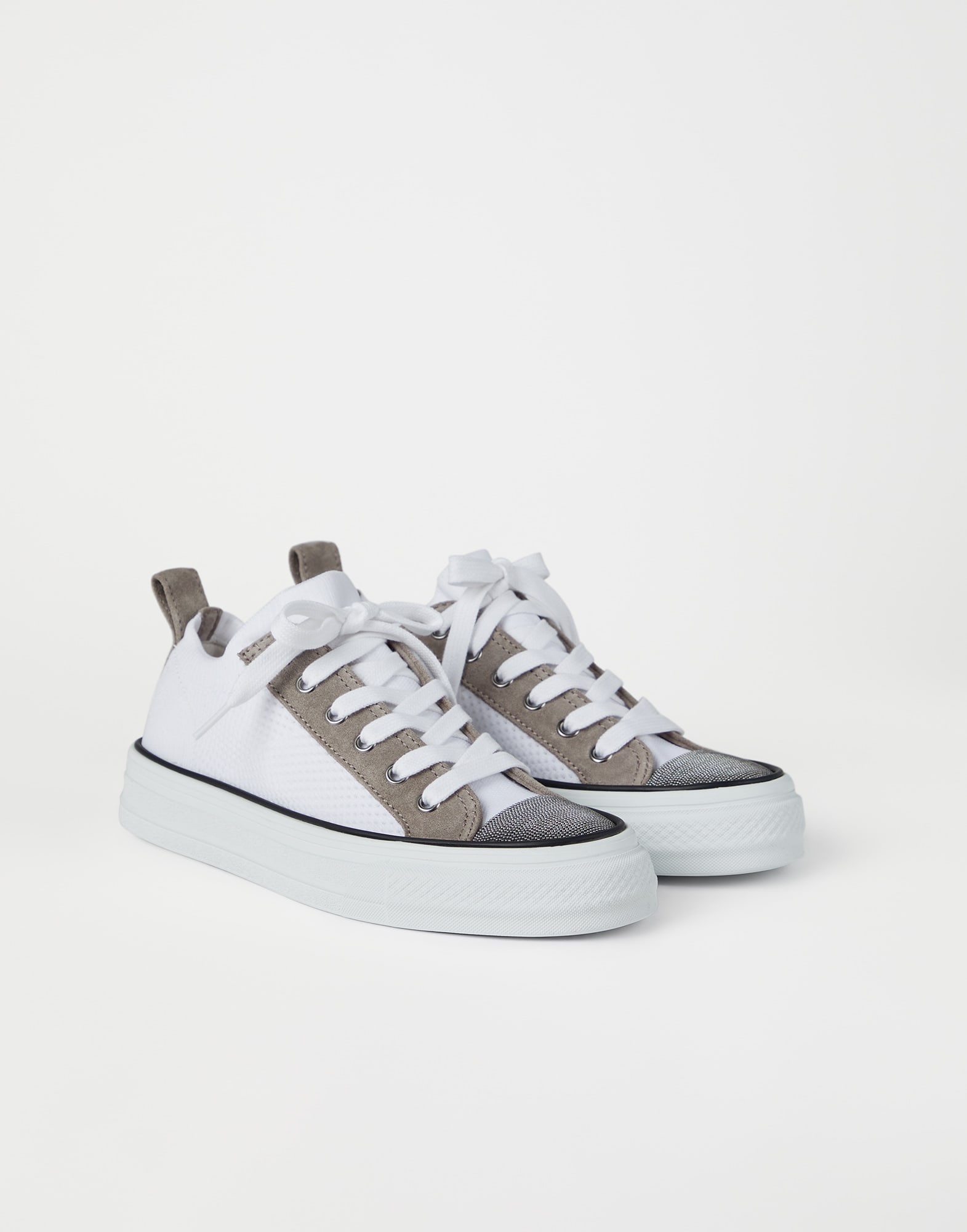 Knit and suede sneakers with precious toe - 1