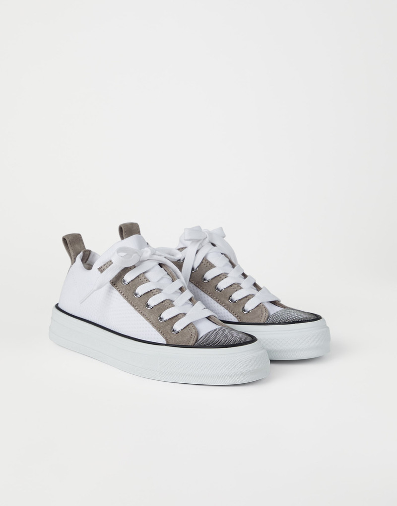 Knit and suede sneakers with precious toe 1
