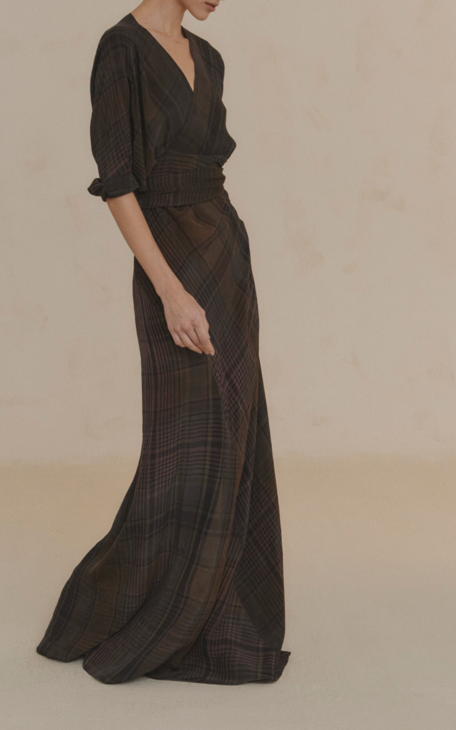 Agate Plaid Wrap Dress plaid - 4