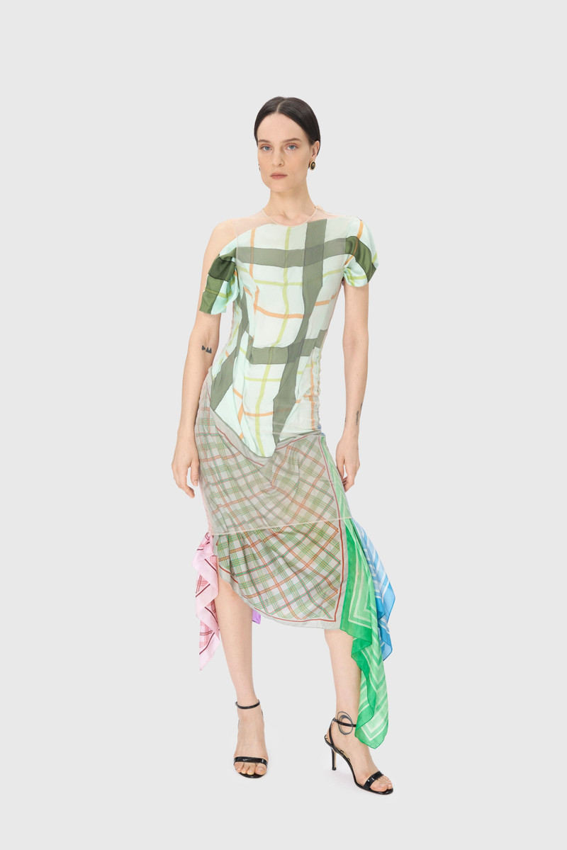 Marine Serre Regenerated Silk Scarves Long Fitted Dress outlook