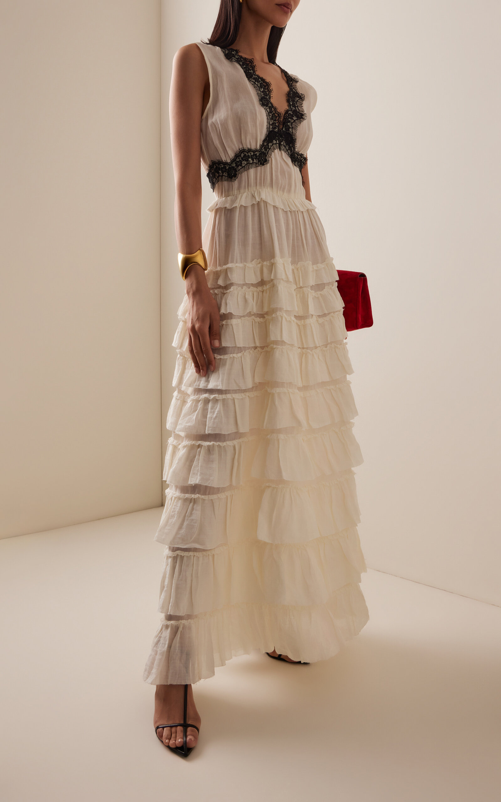 Anise Lace-Trimmed Ramie Maxi Dress white - 2