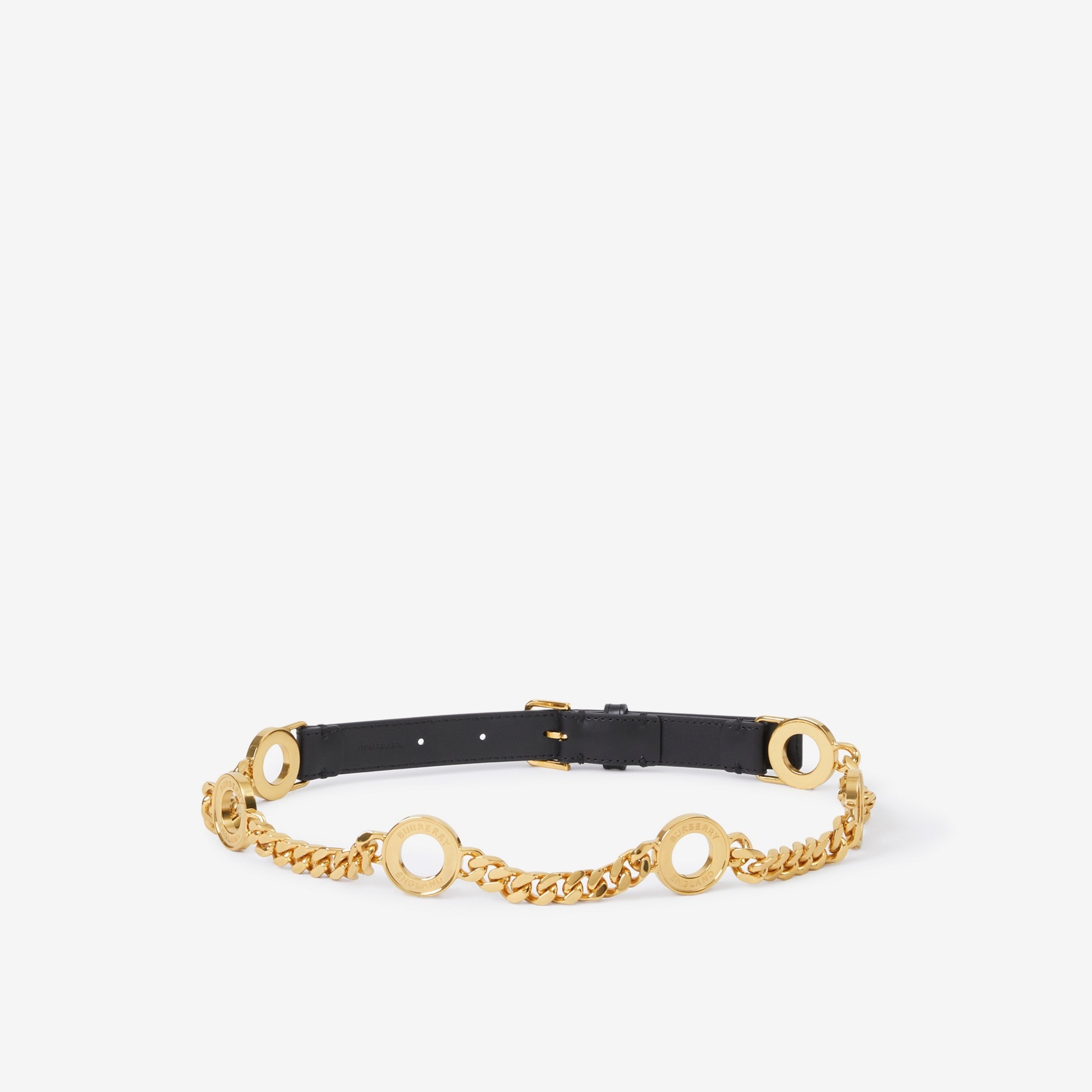 Leather and Gold-plated Chain Belt - 2