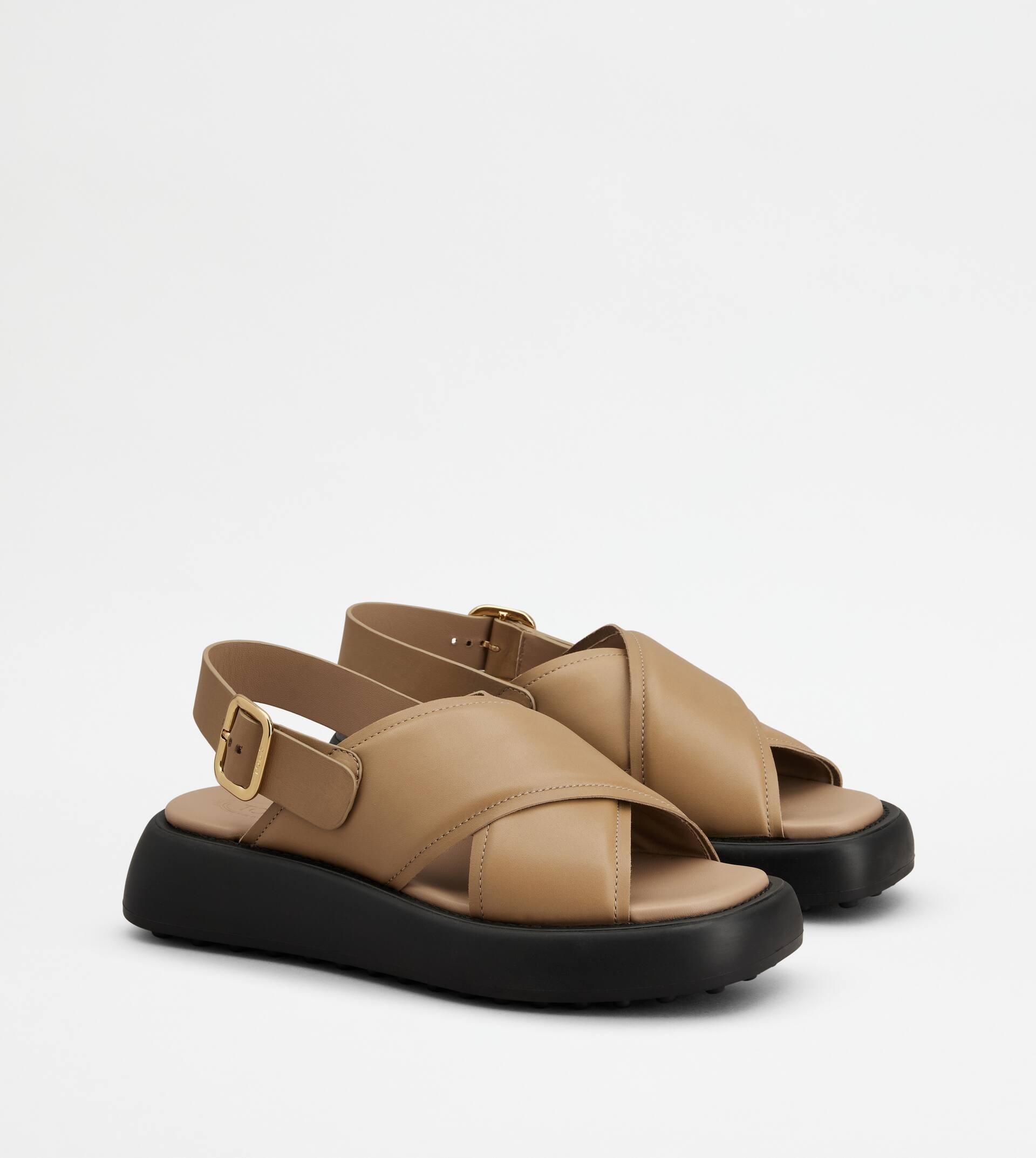 SANDALS IN LEATHER - BEIGE - 2