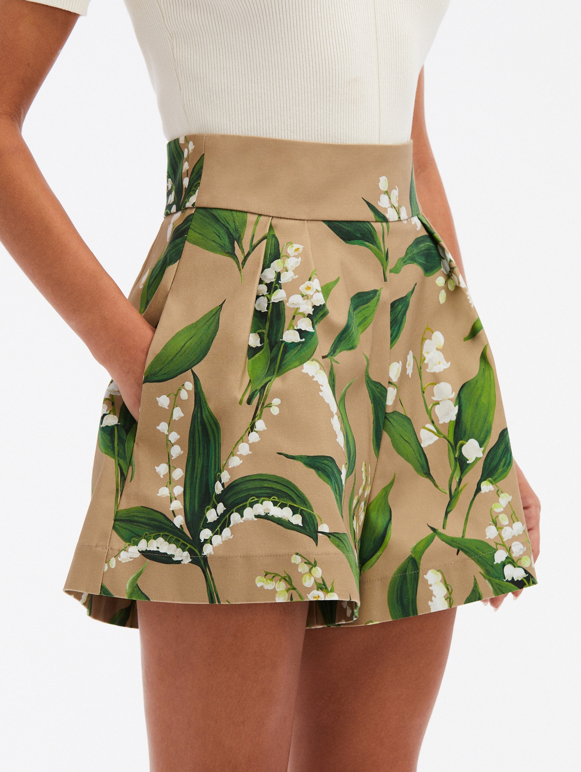 LILY OF THE VALLEY COTTON TWILL SHORTS - 5