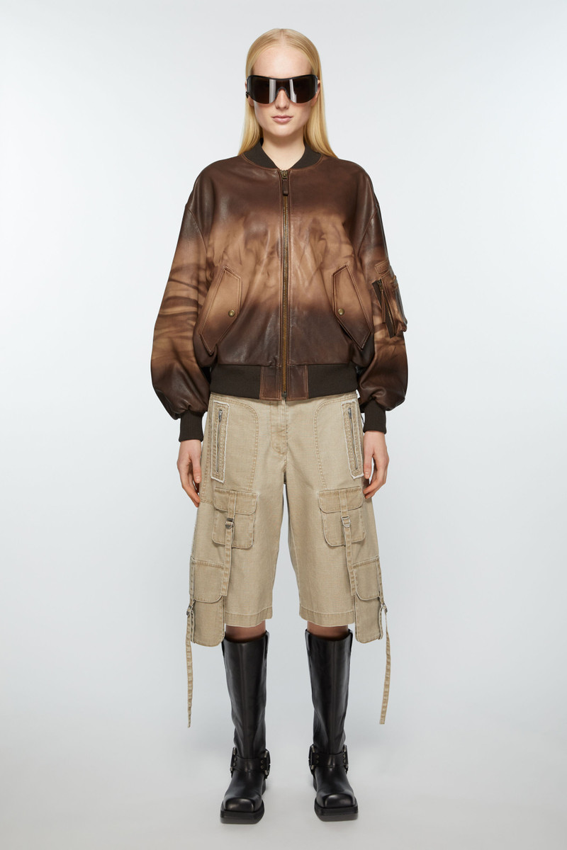 Acne Studios Leather bomber jacket - Brown outlook