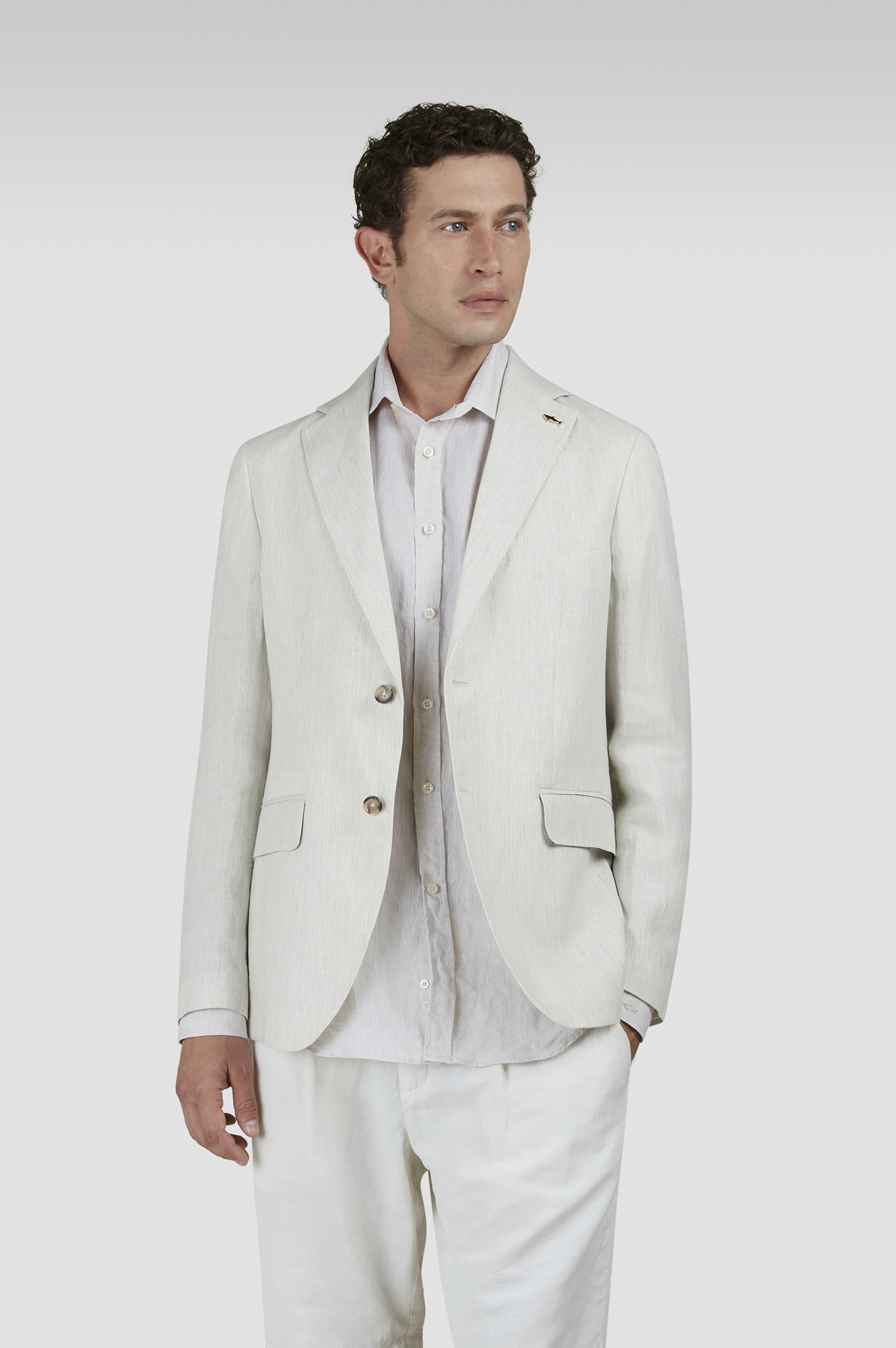 LINEN BLAZER WITH STRIPED PATTERN - 6