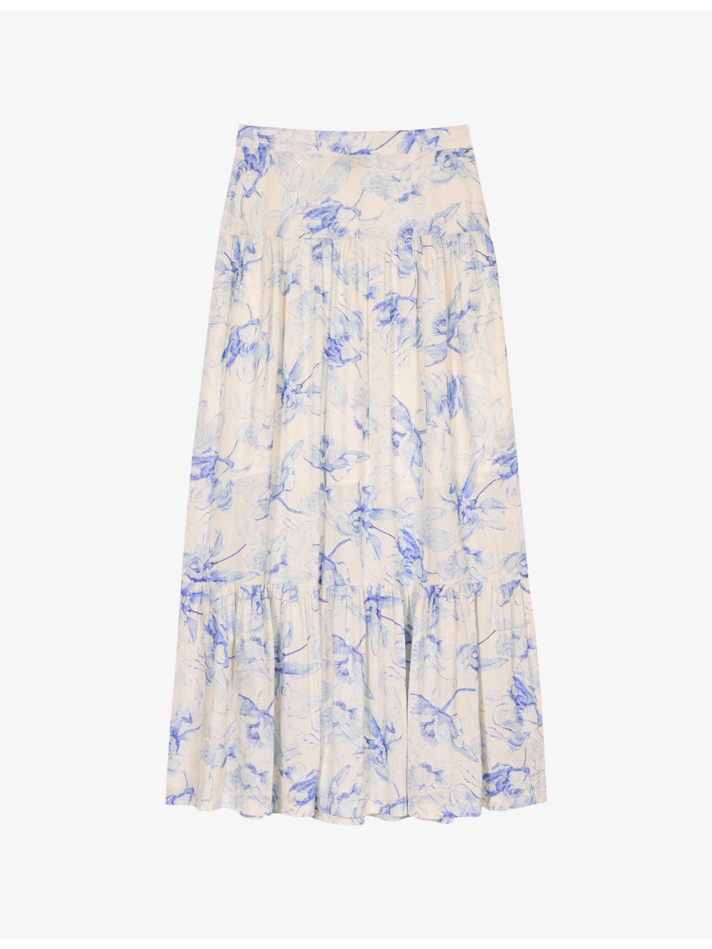 Floral-Print Linen-Blend Maxi Skirt - 1