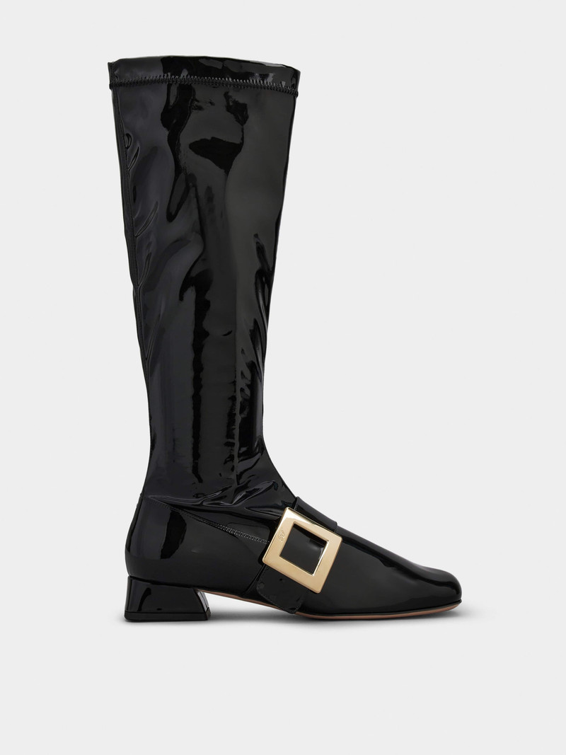 Très Vivier Babies Metal Buckle Strech Boots in Patent Leather 1