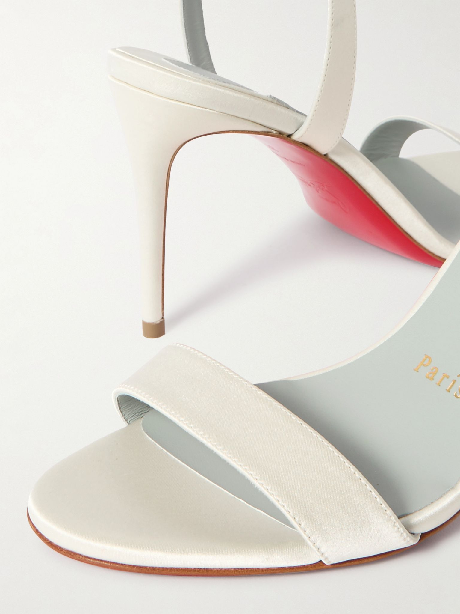 Loubigirl 85 satin sandals Off-white - 4