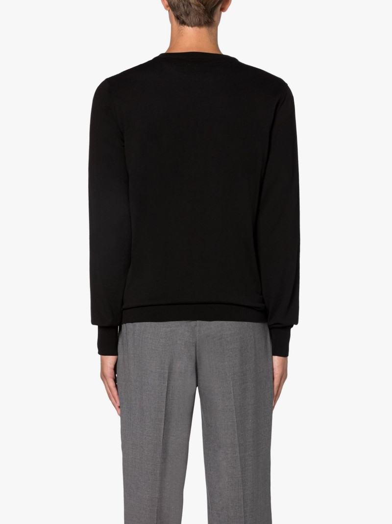 DEEP V NECK BLACK COTTON SWEATER 4