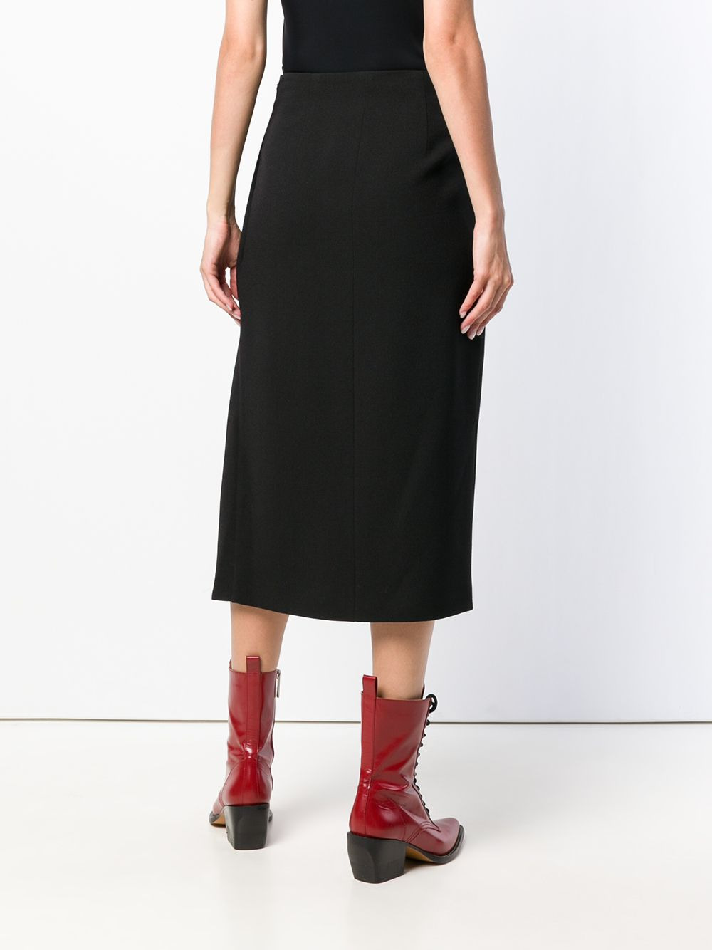 wool cross-over mid-length skirt - 4