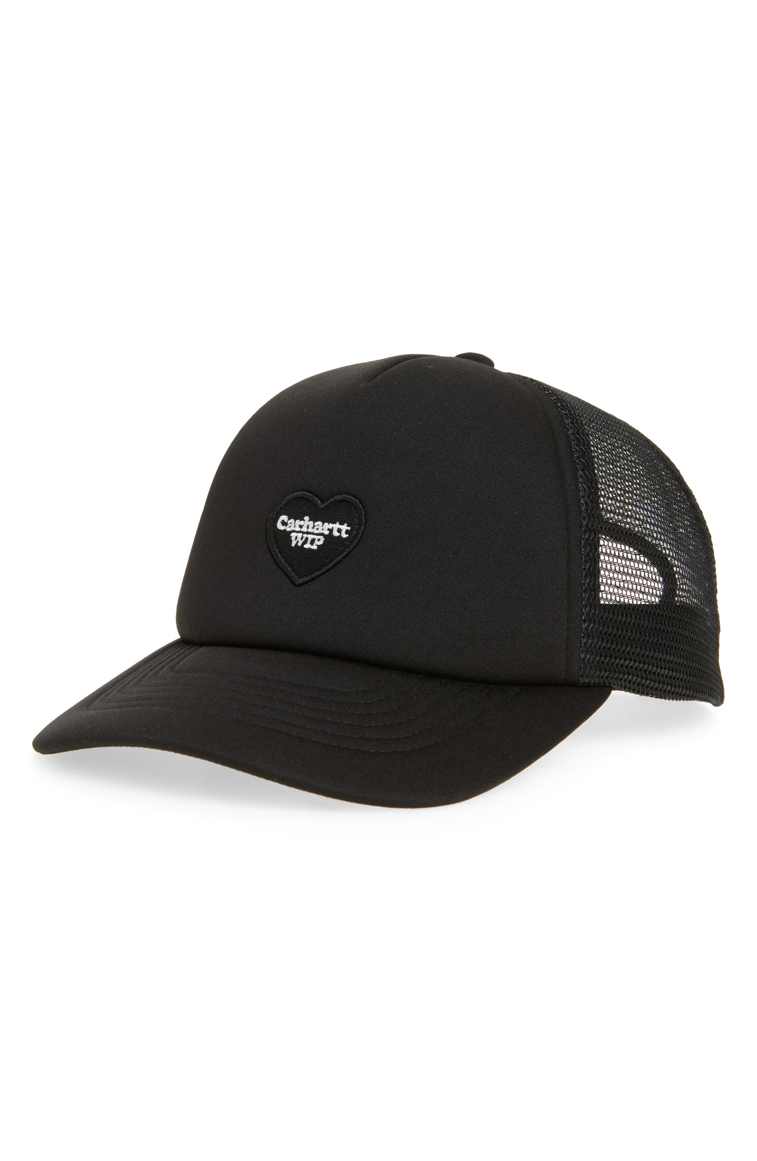 Carhartt Work In Progress Heart Patch Trucker Hat in Black at Nordstrom - 1