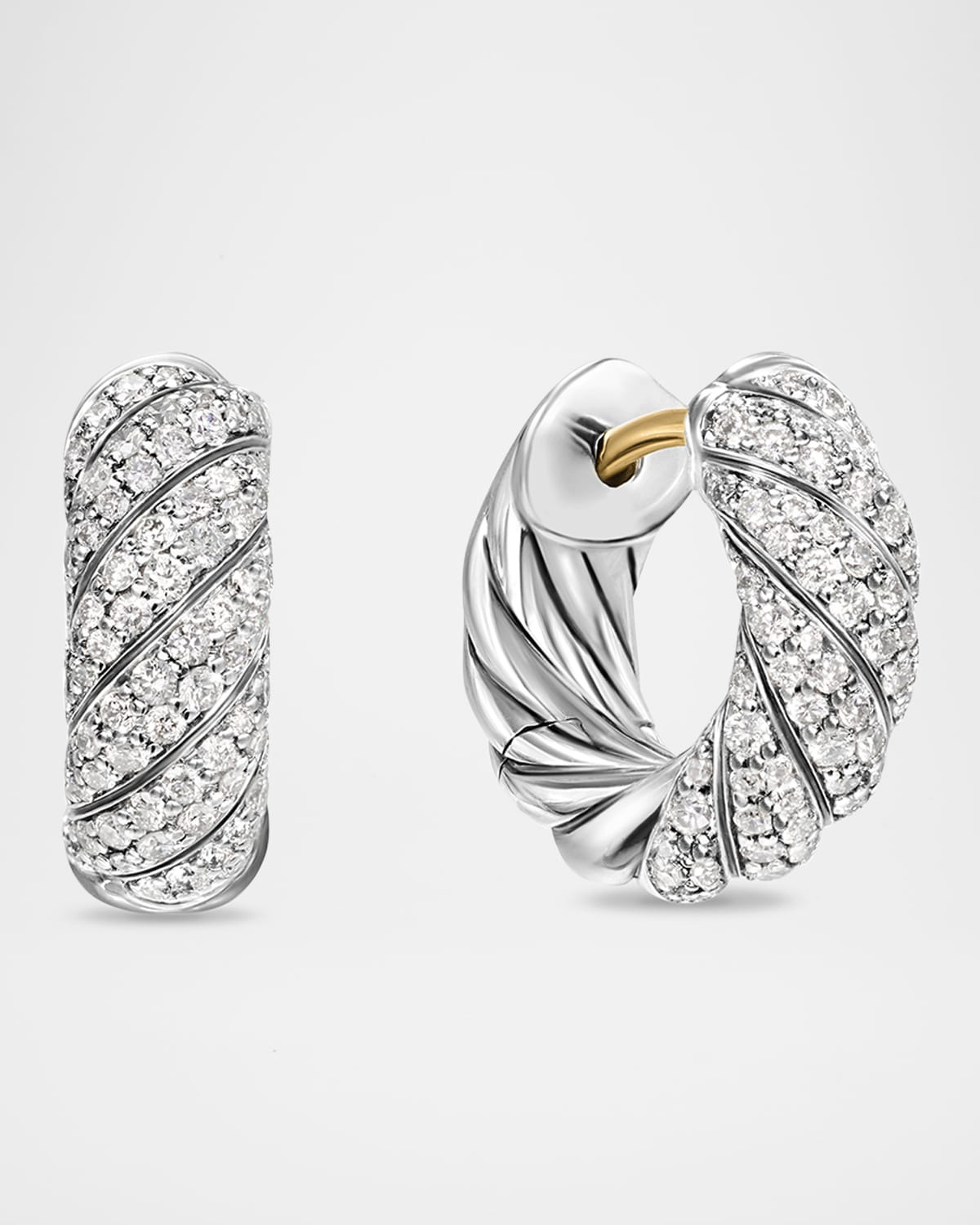 Sculpted Cable Huggie Hoop Earrings in Silver, 14.4mm - 1