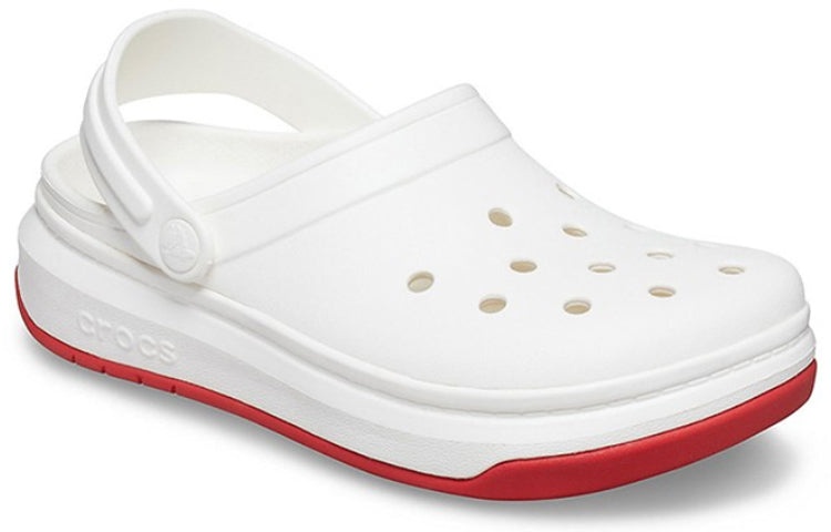 Crocsband Full Force Thick Sole Sandals White Red Unisex 206122-100 - 3