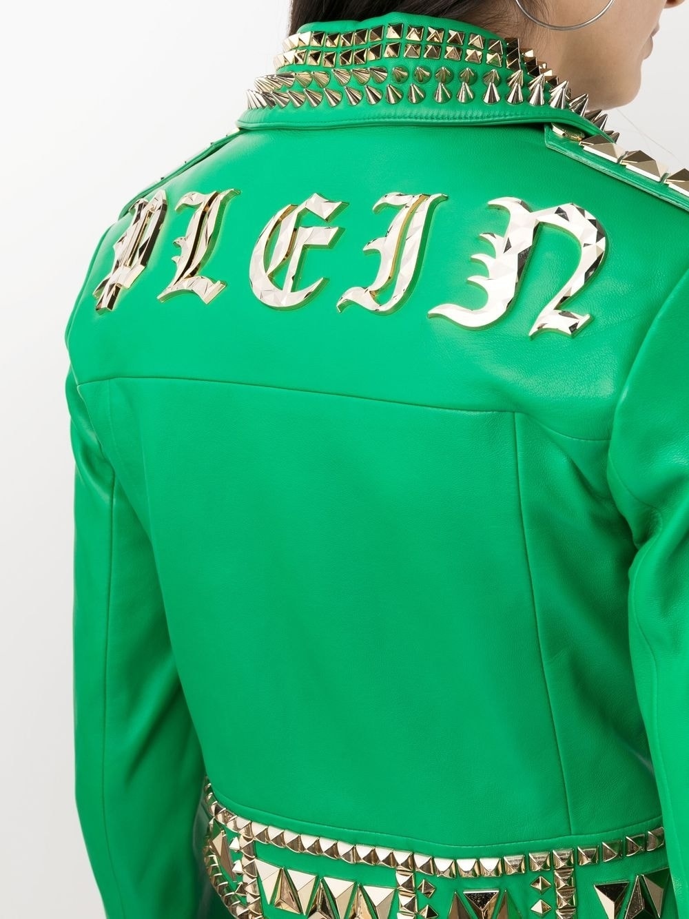 Gothic Plein cropped leather jacket - 5