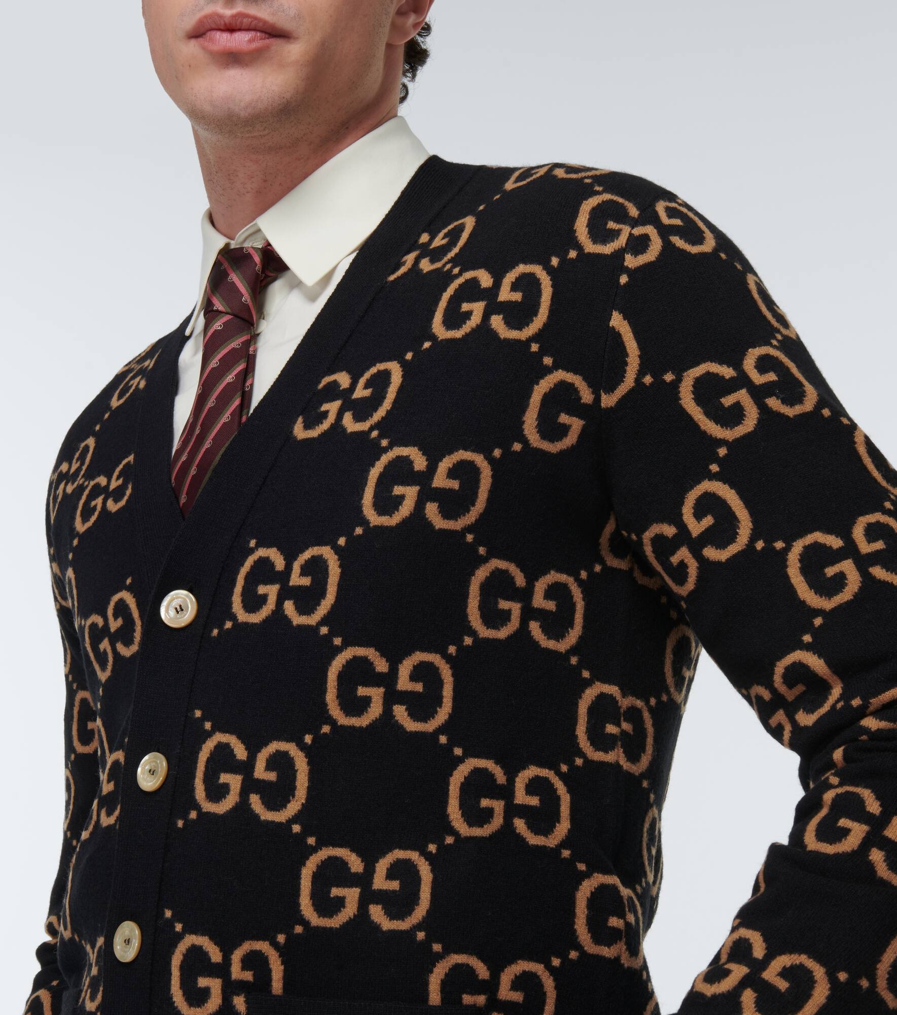 GG jacquard wool cardigan - 5