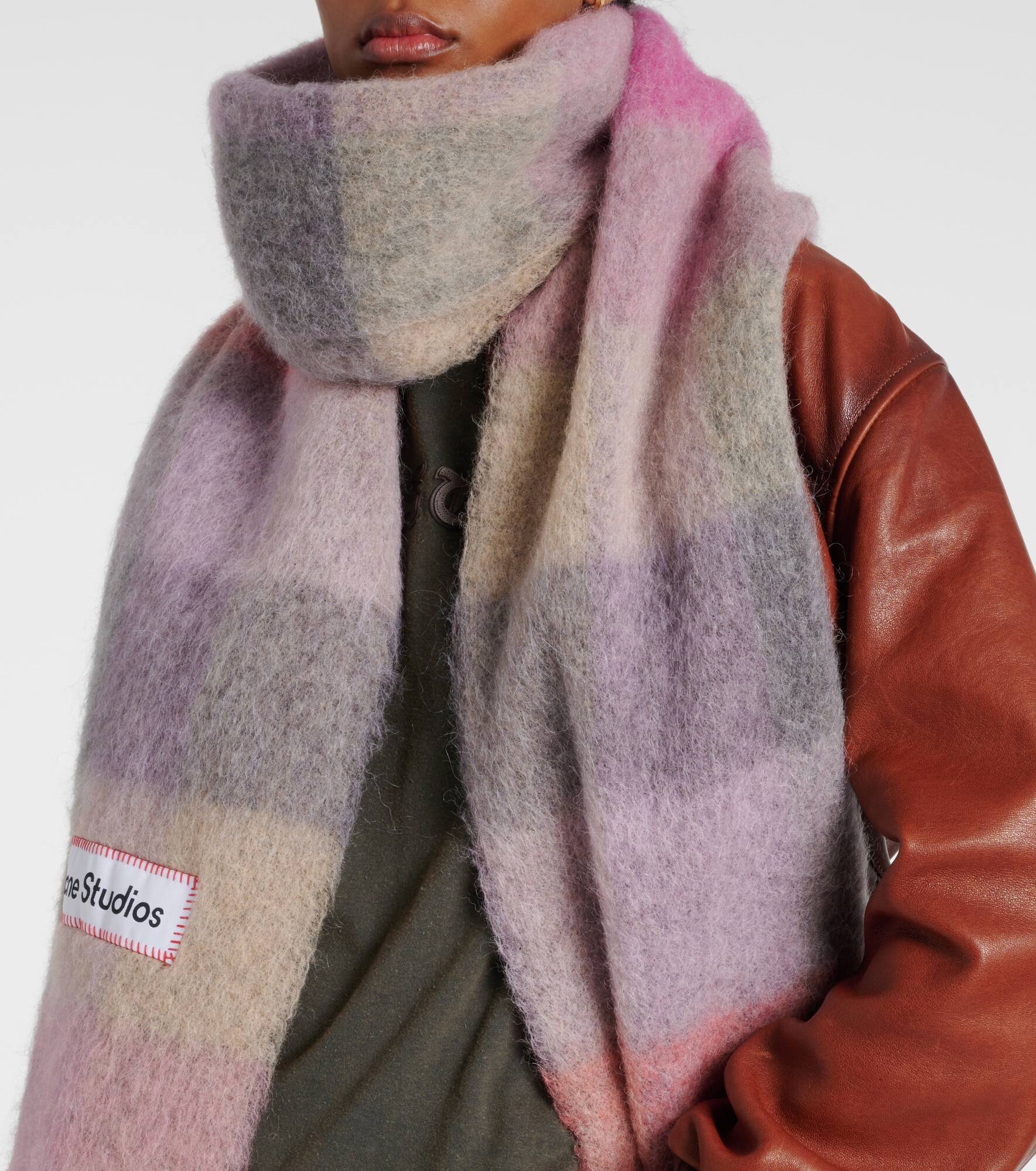 Checked alpaca wool-blend scarf - 3