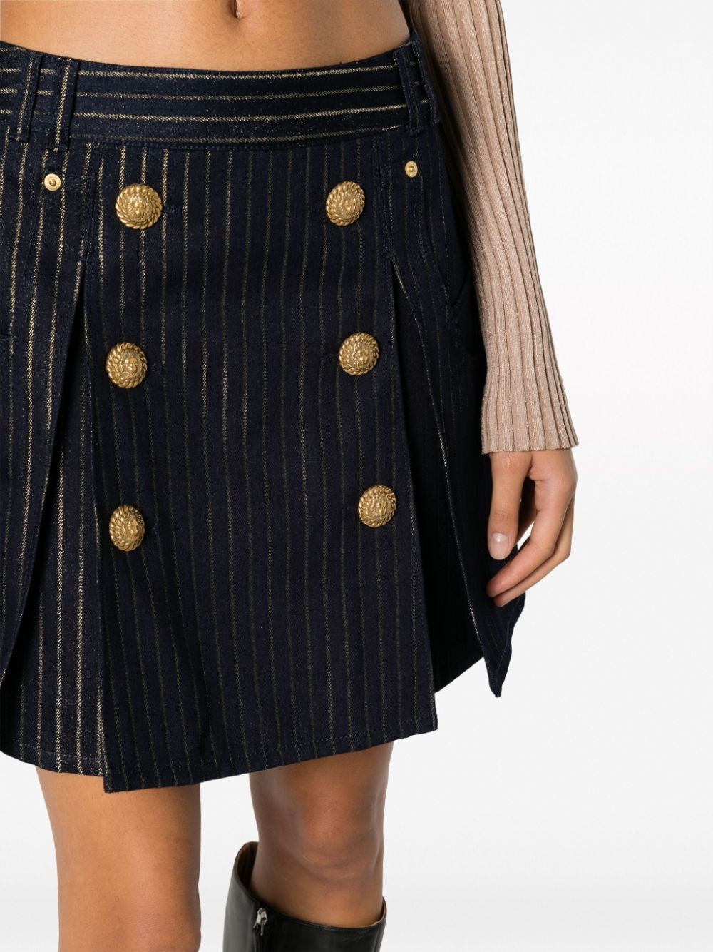 button-embellished striped miniskirt - 5