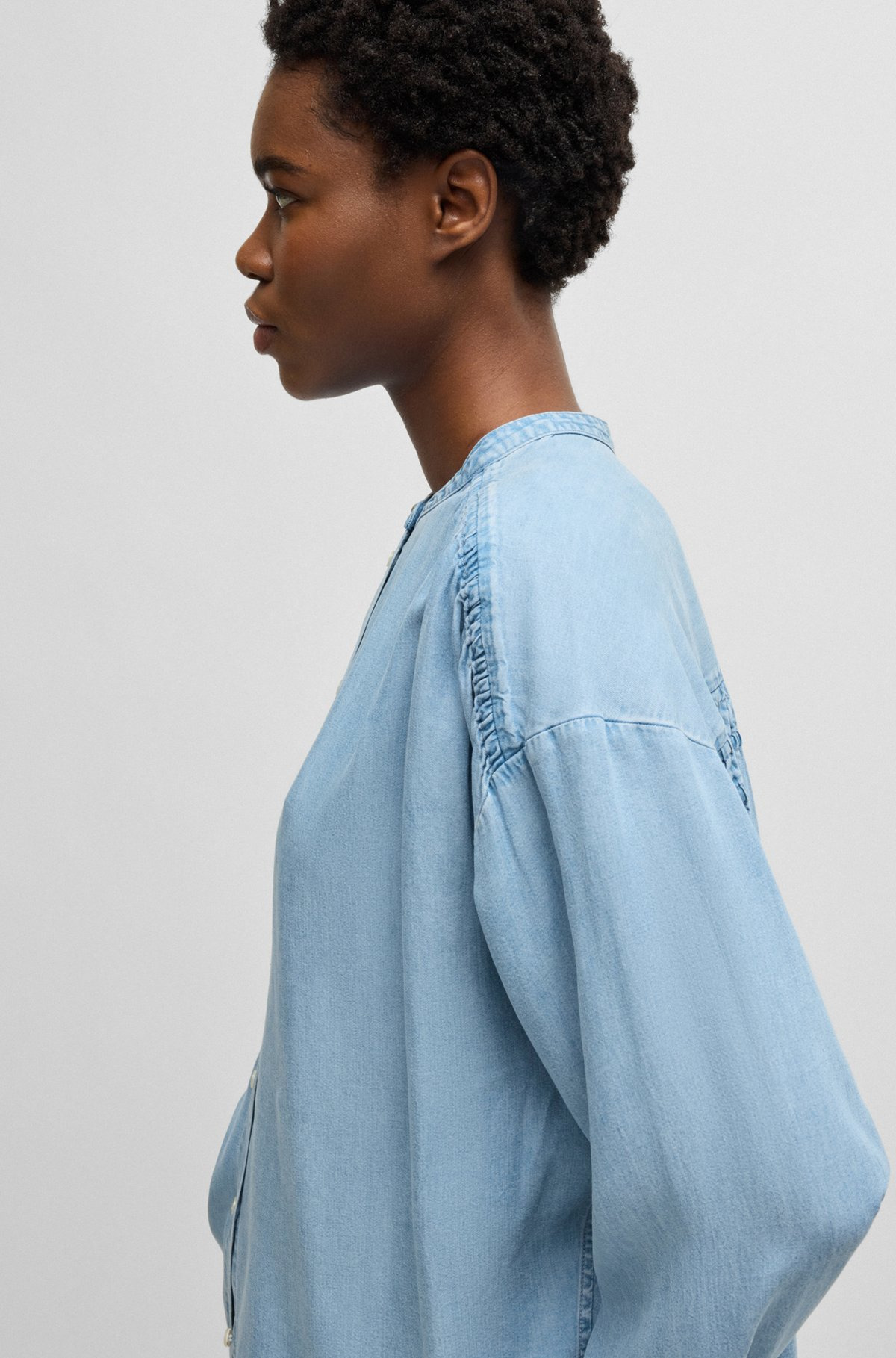 RELAXED-FIT BLOUSE IN DENIM-LOOK FABRIC - 6