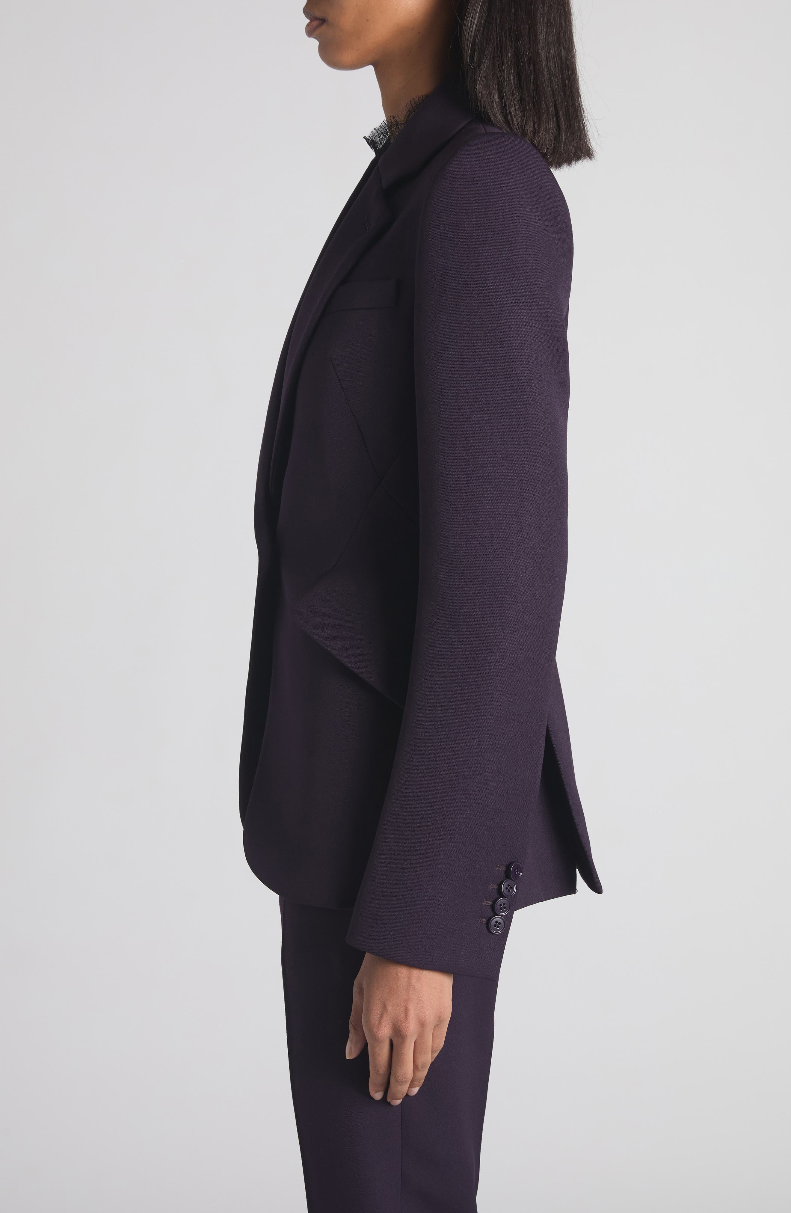 McQueen One-Button Wool Jacket in Violet at Nordstrom - 3