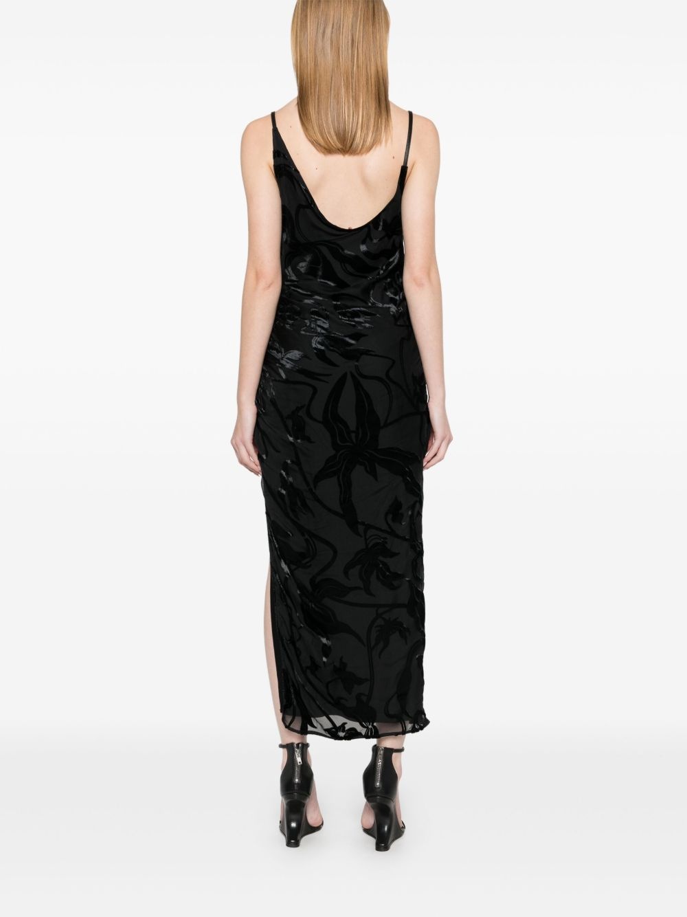 flocked midi dress - 4
