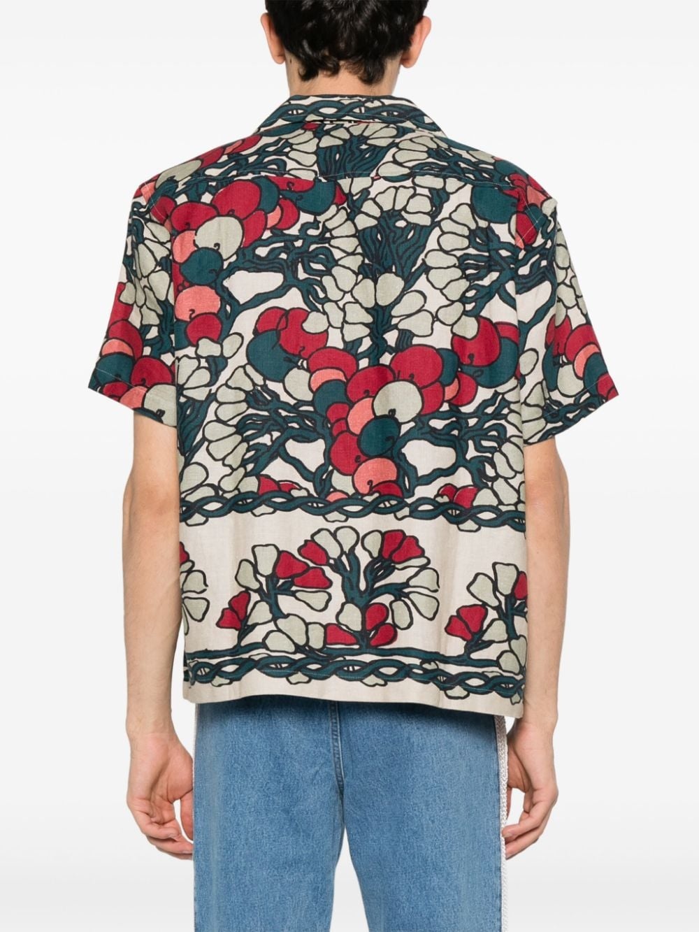 abstract-pattern linen shirt - 4