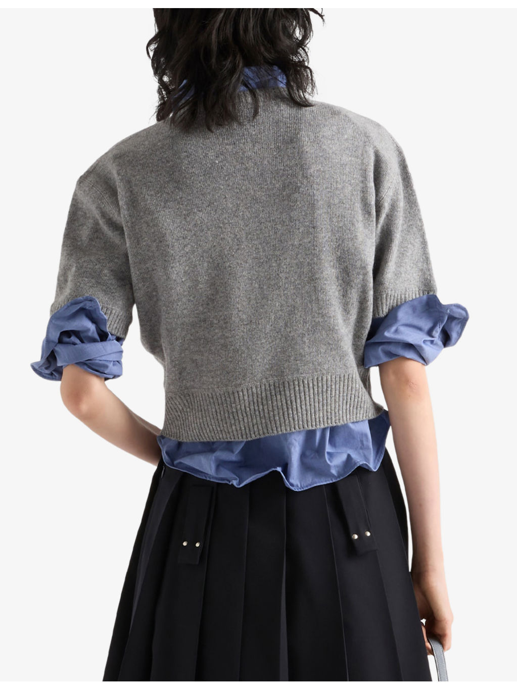 Logo-Intarsia Short-Sleeve Cropped Wool and Cashmere Knitted Jumper - 3
