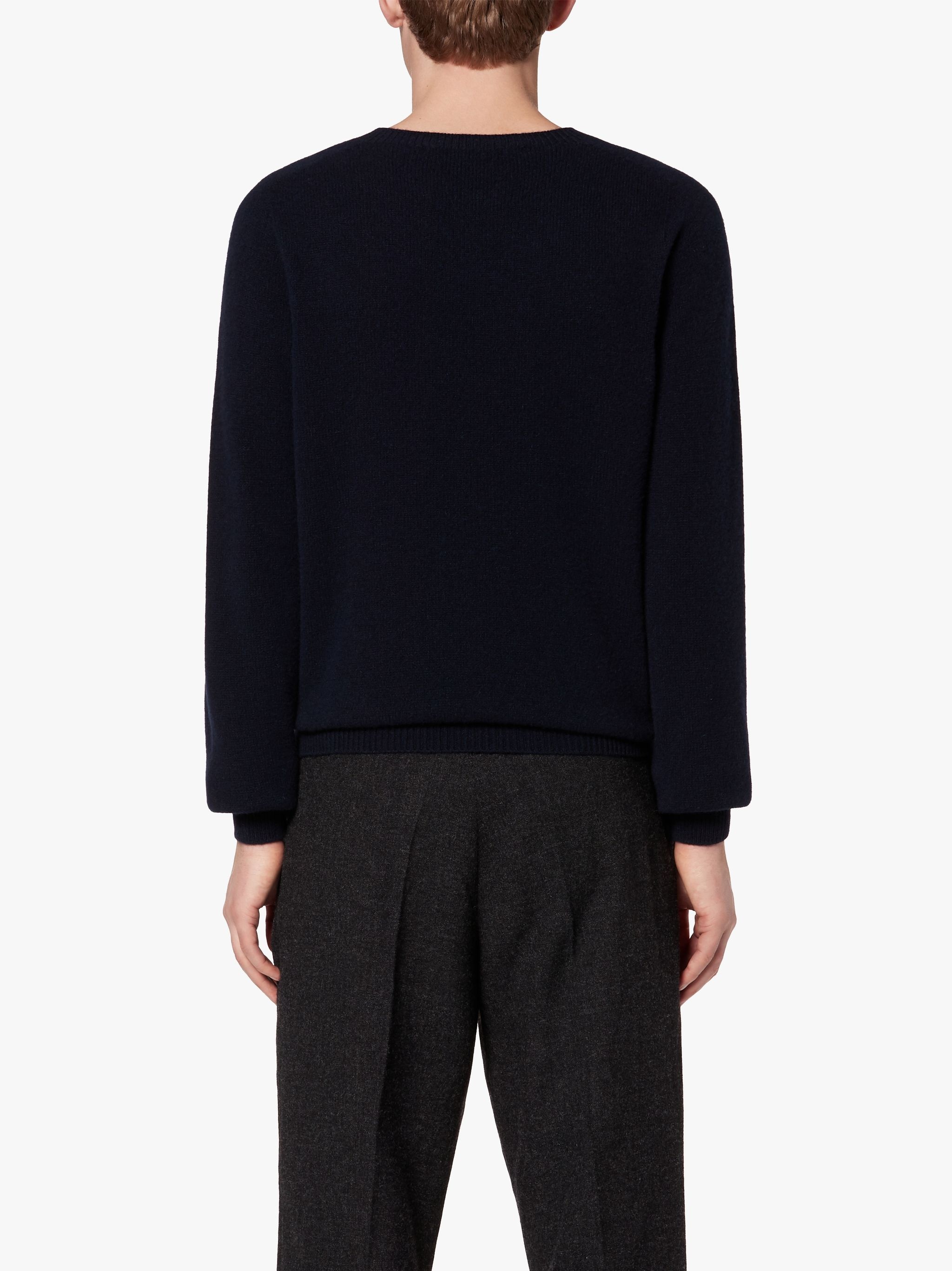WOOLF NAVY WOOL & CASHMERE CREW NECK SWEATER - 4